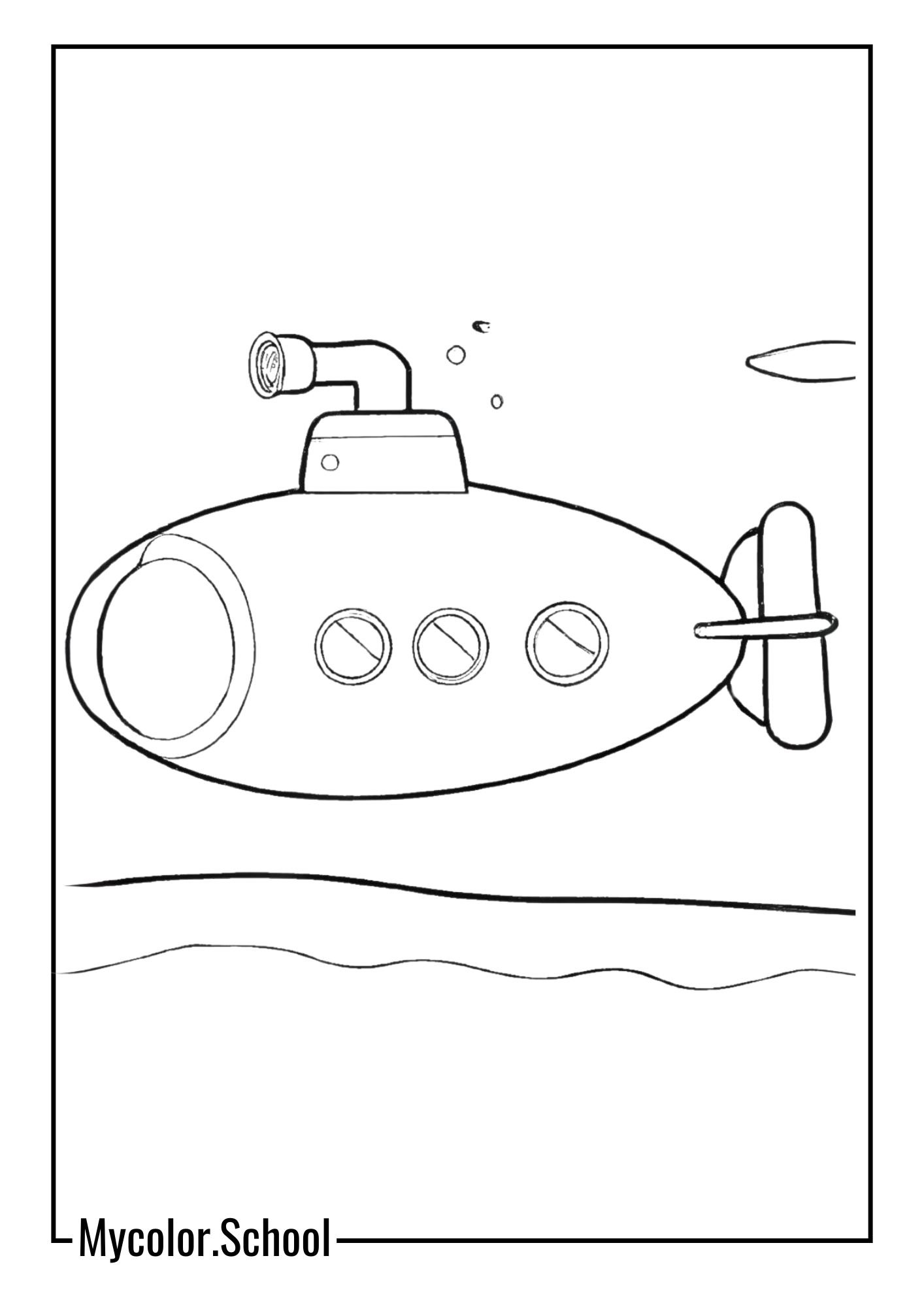 Submarine Coloring Pages submarine in action