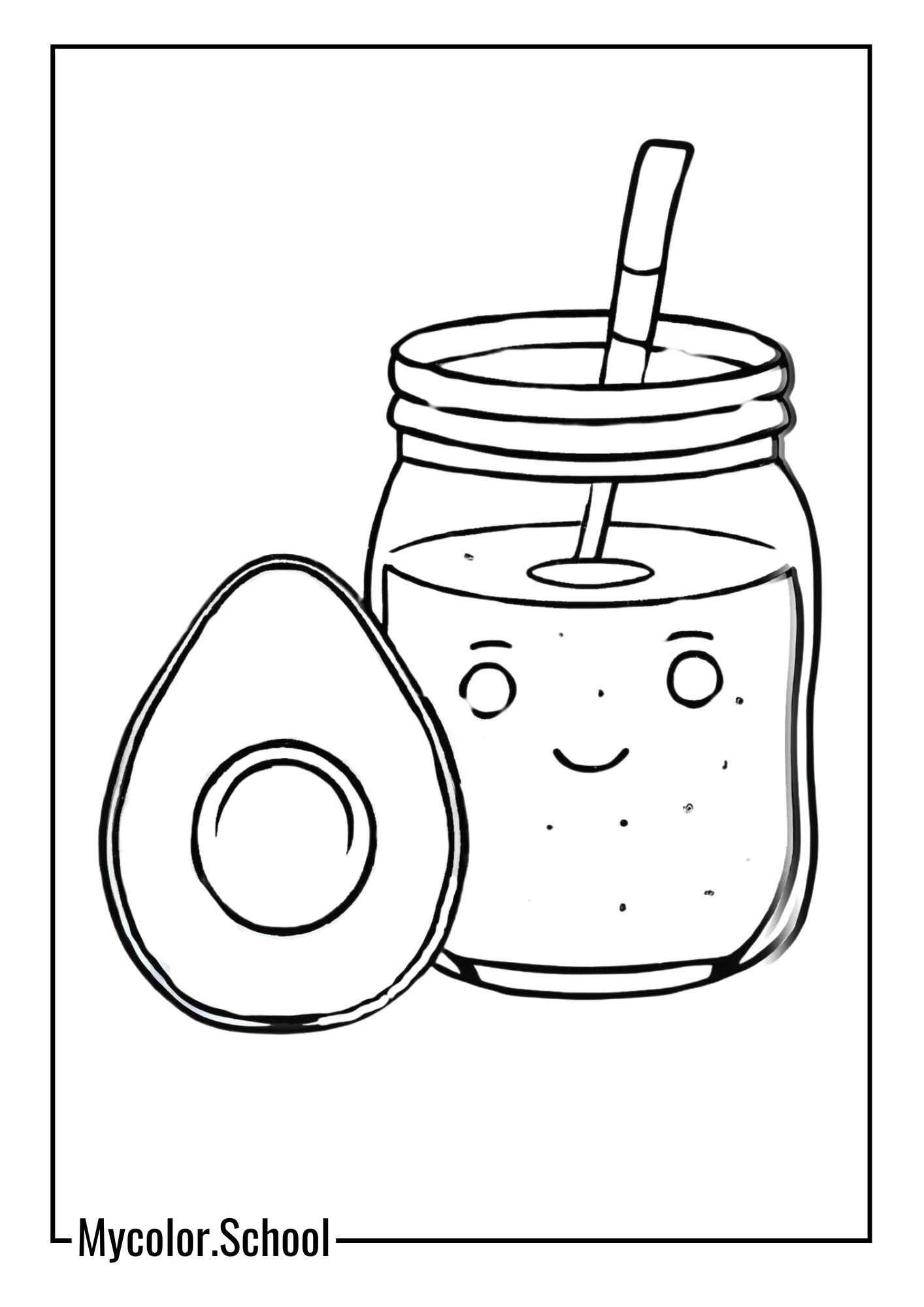 Avocado Coloring Pages Avocado Smoothie