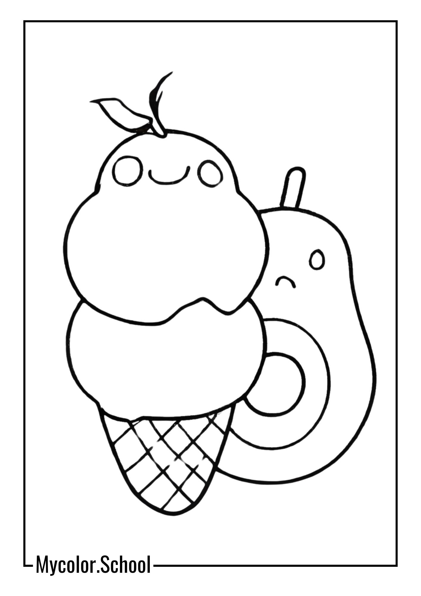 Avocado Coloring Pages Avocado Ice Cream