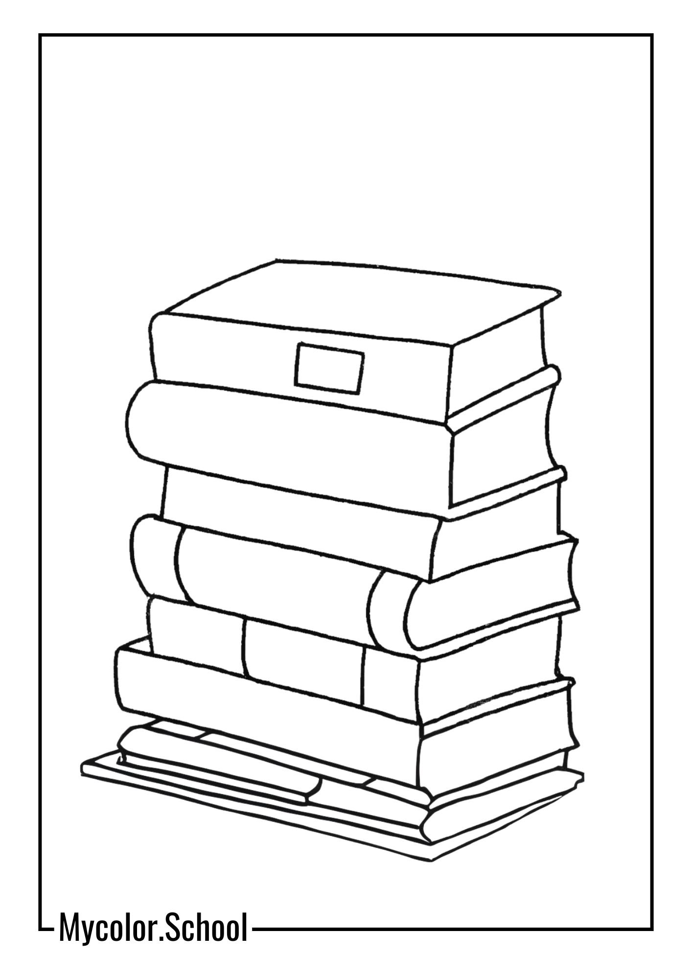 Back to School Coloring Page stack of books