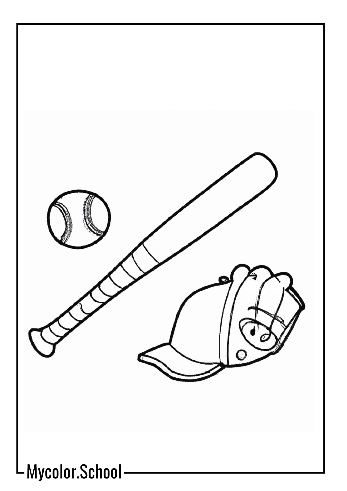 Ball Coloring Pages Baseball Equipment