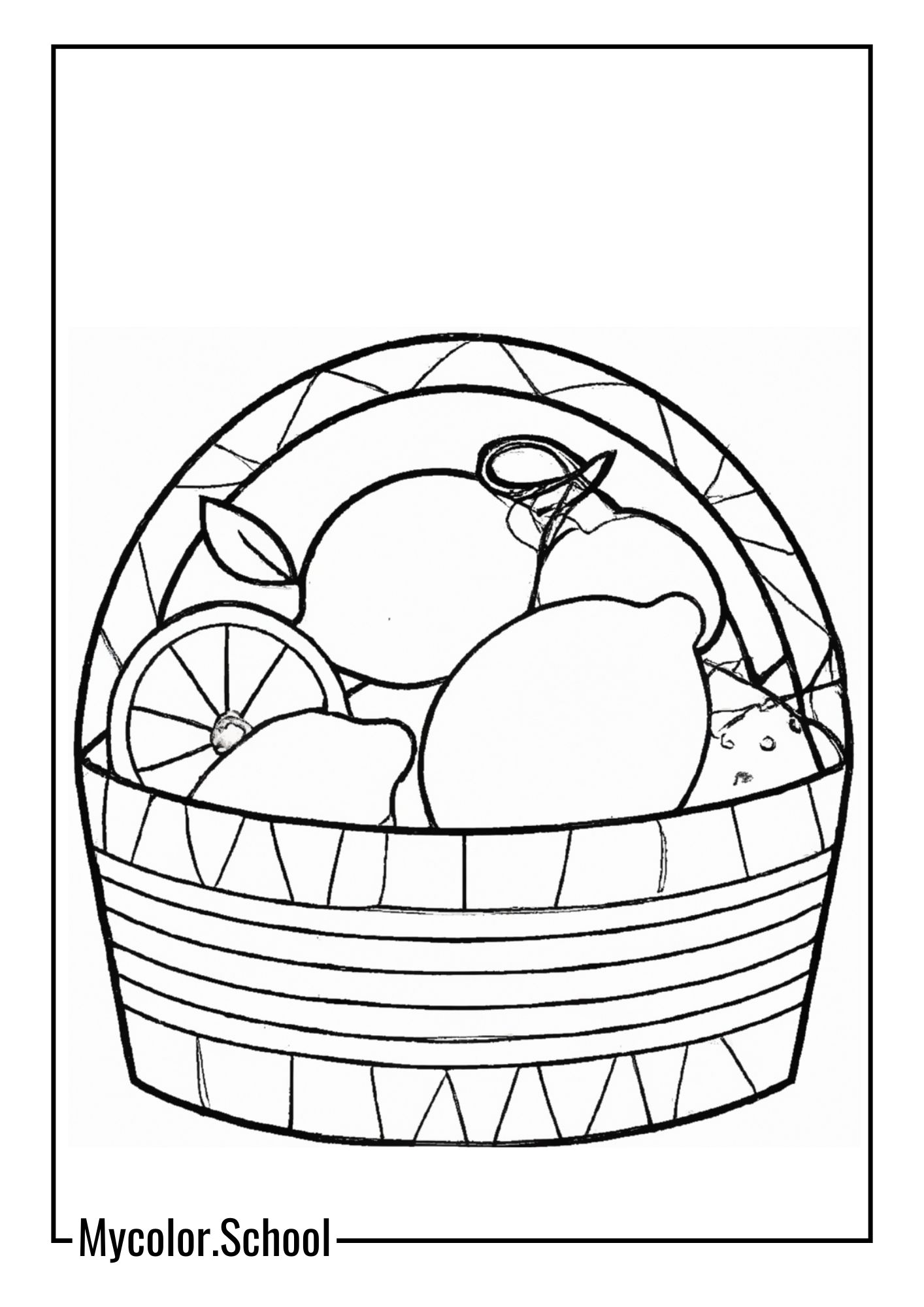 Basket Of Fruits Coloring Pages basket filled with citrus fruits such as lemons, limes, and grapefruits