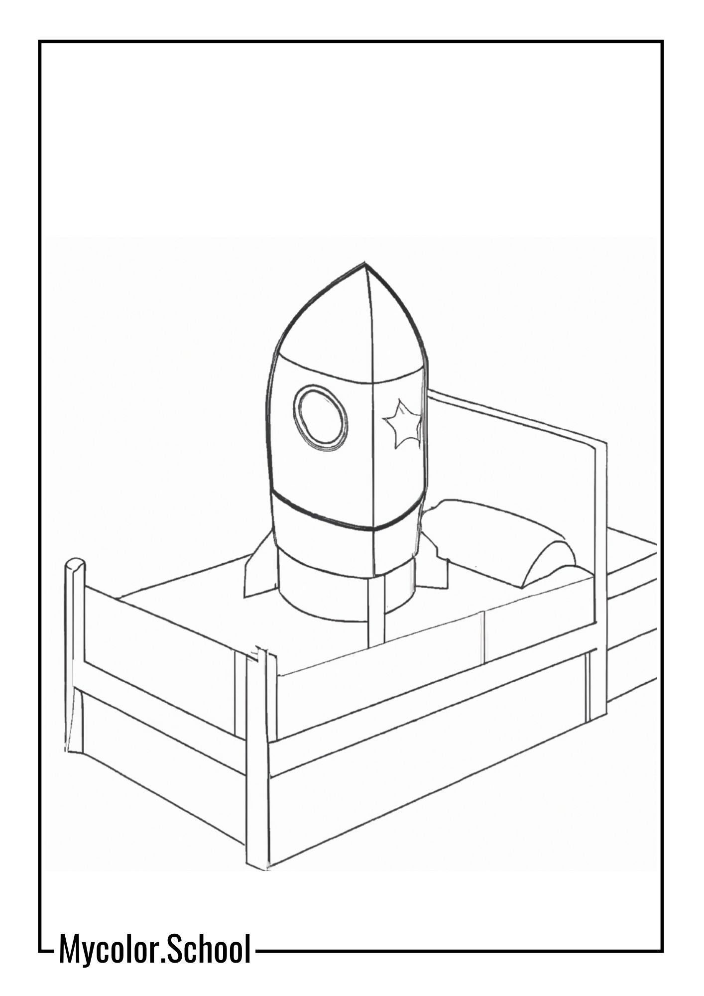 Bed Coloring Pages bed in the shape of a rocket ship