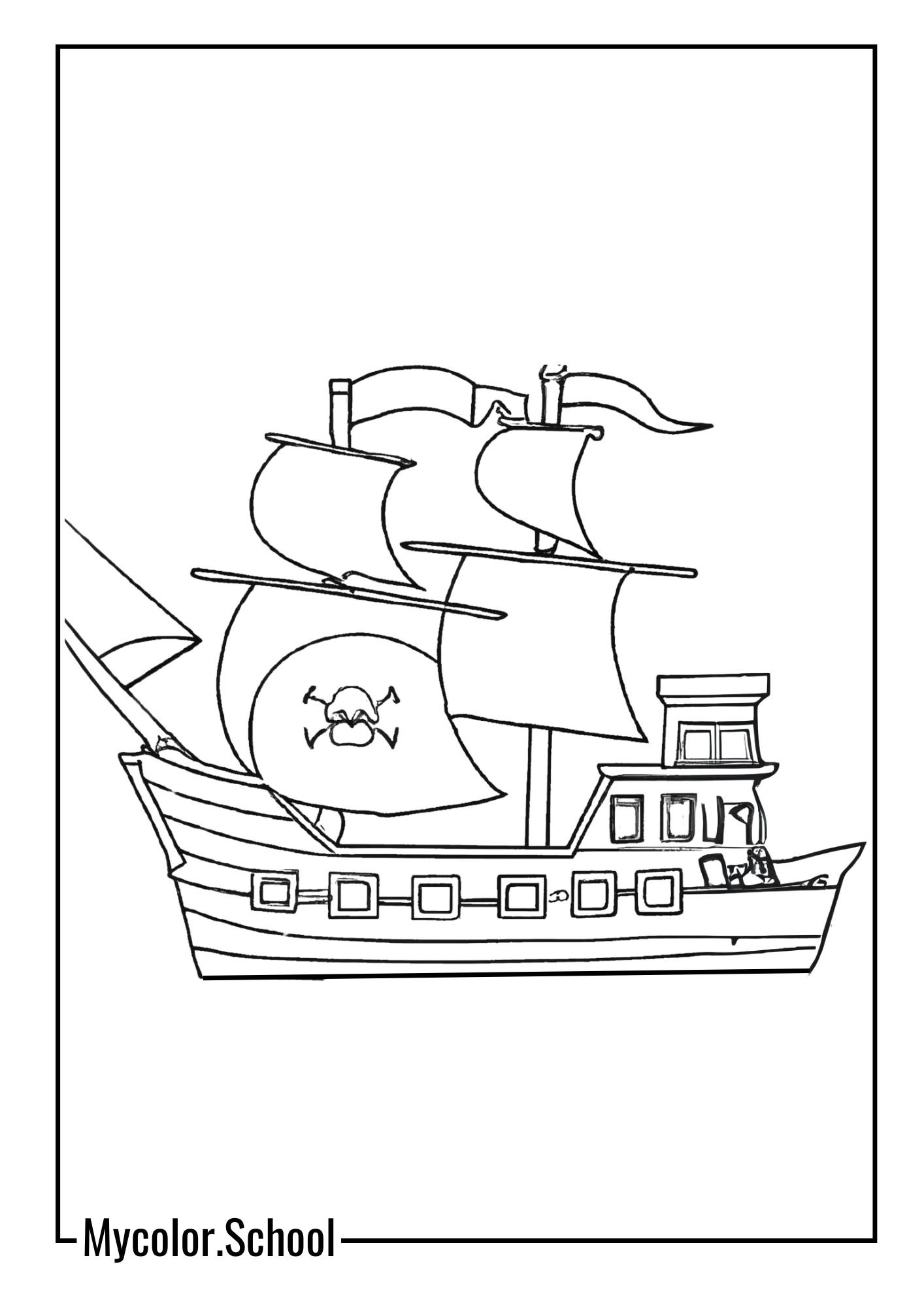 Boyish Coloring Pages Pirate Ship