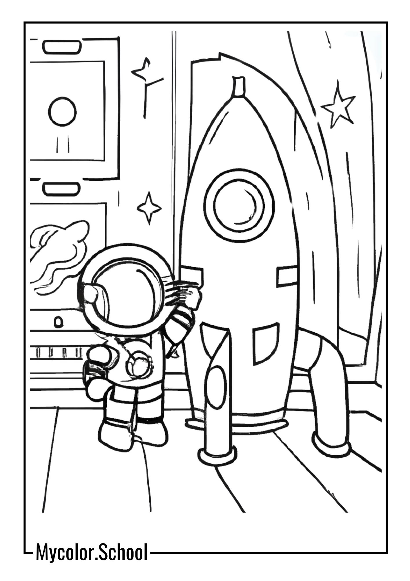 Boyish Coloring Pages Space Mission