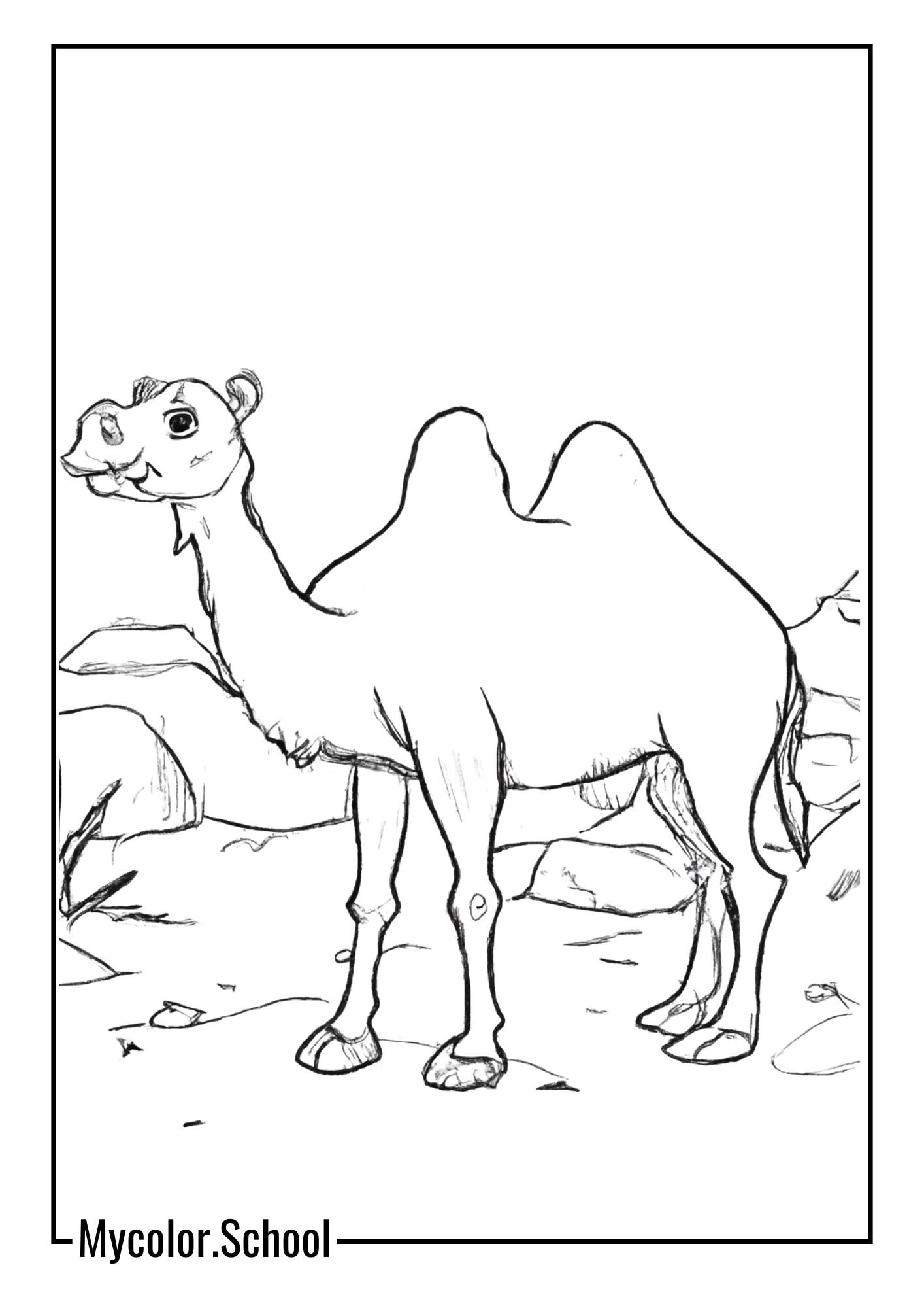 Camel Coloring Pages realistic depiction of a camel in its natural habitat
