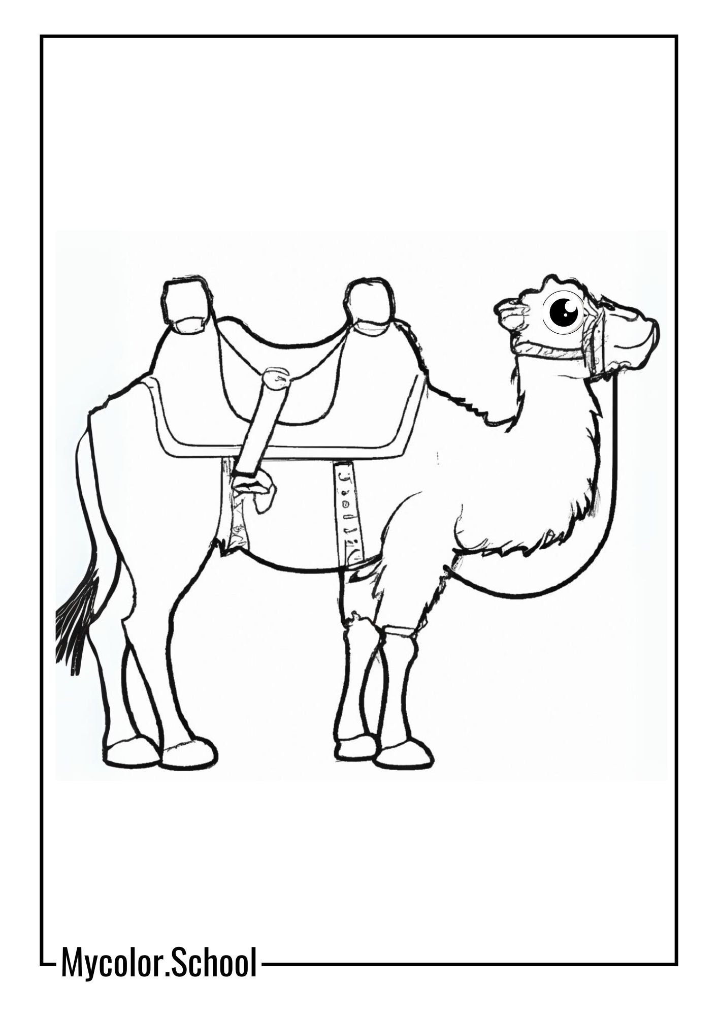 Camel Coloring Pages camel with a saddle on its back