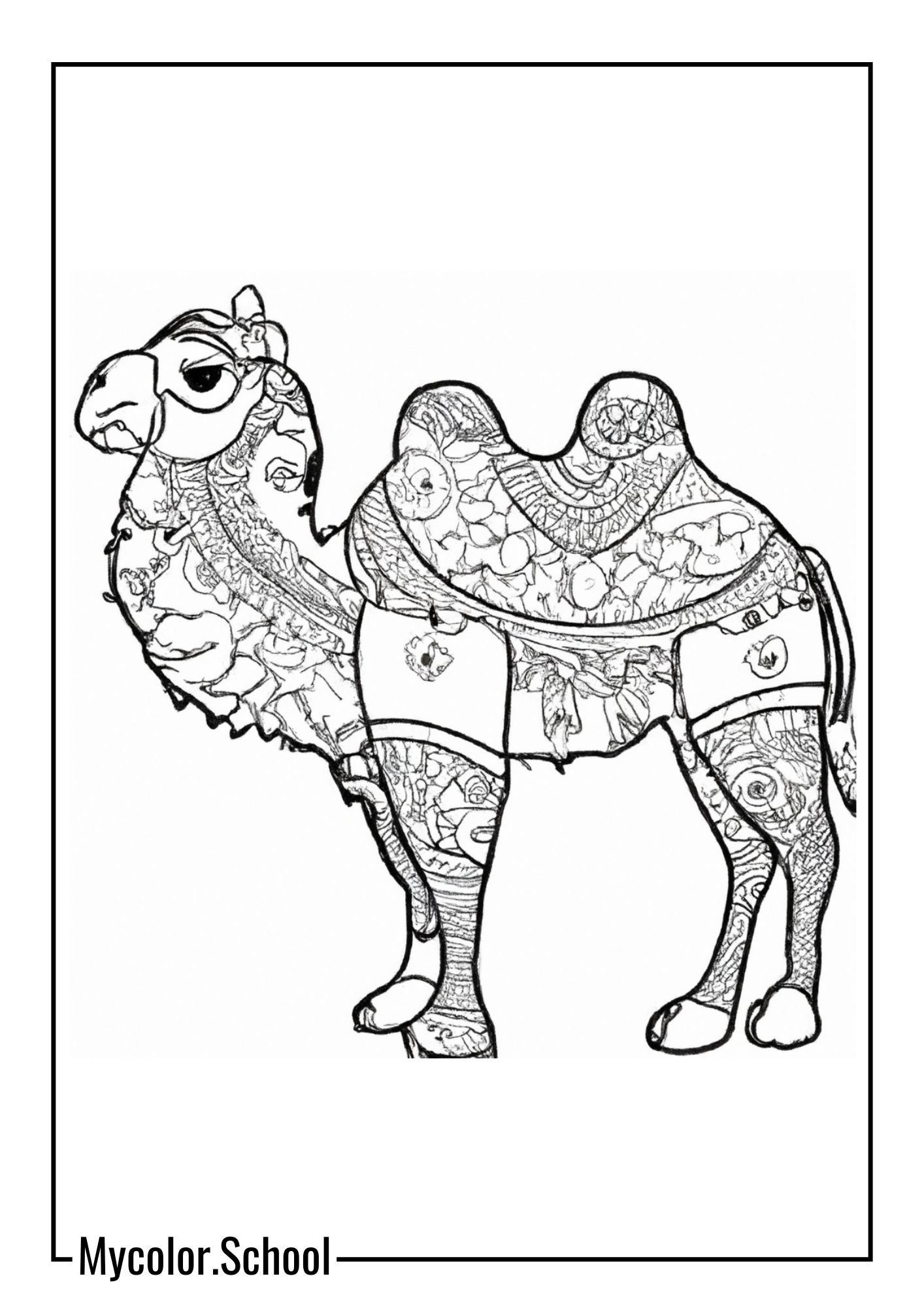 Camel Coloring Pages Camel with intricate patterns on its fur