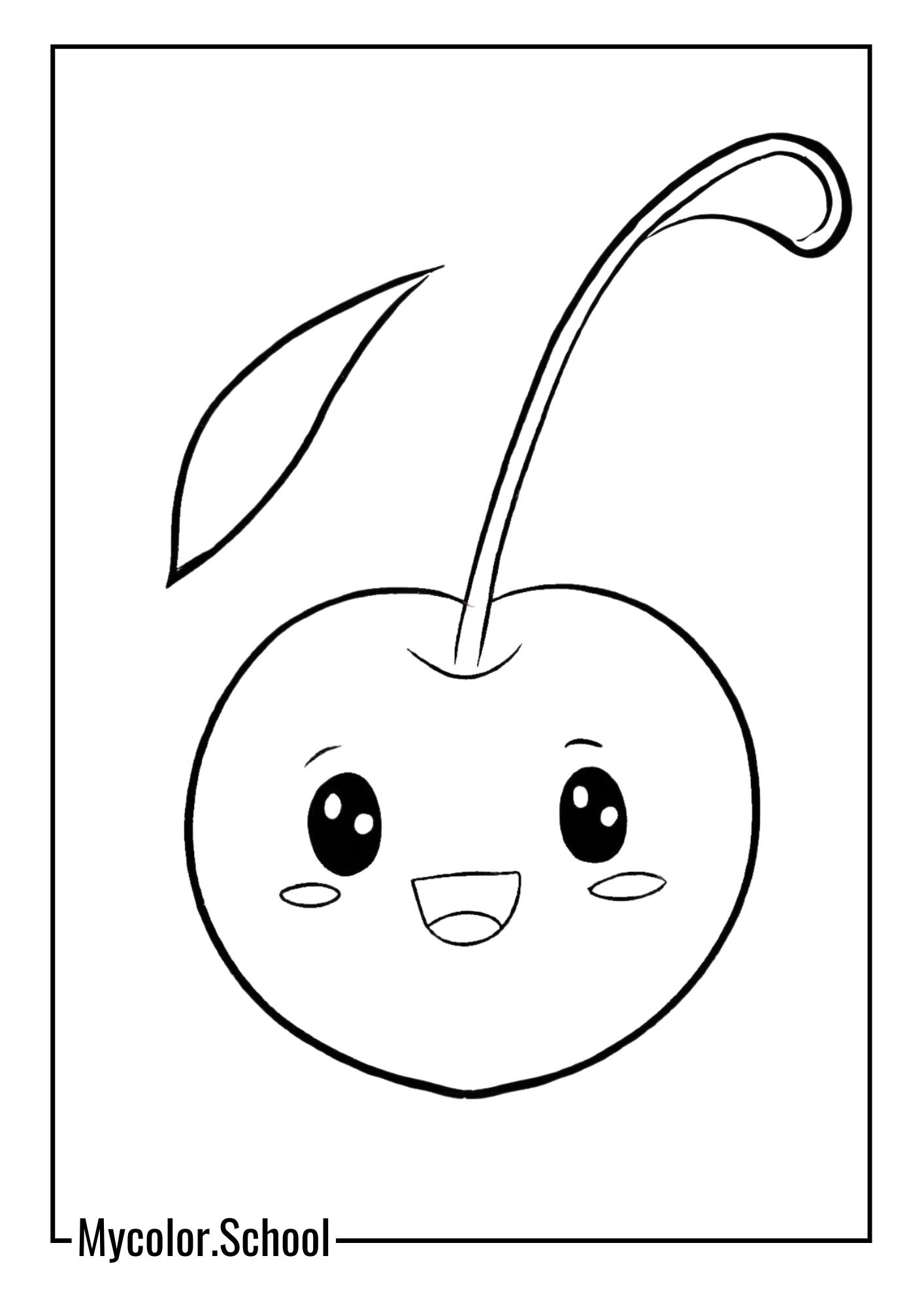 Cherry Coloring Pages cherry with a smiling face