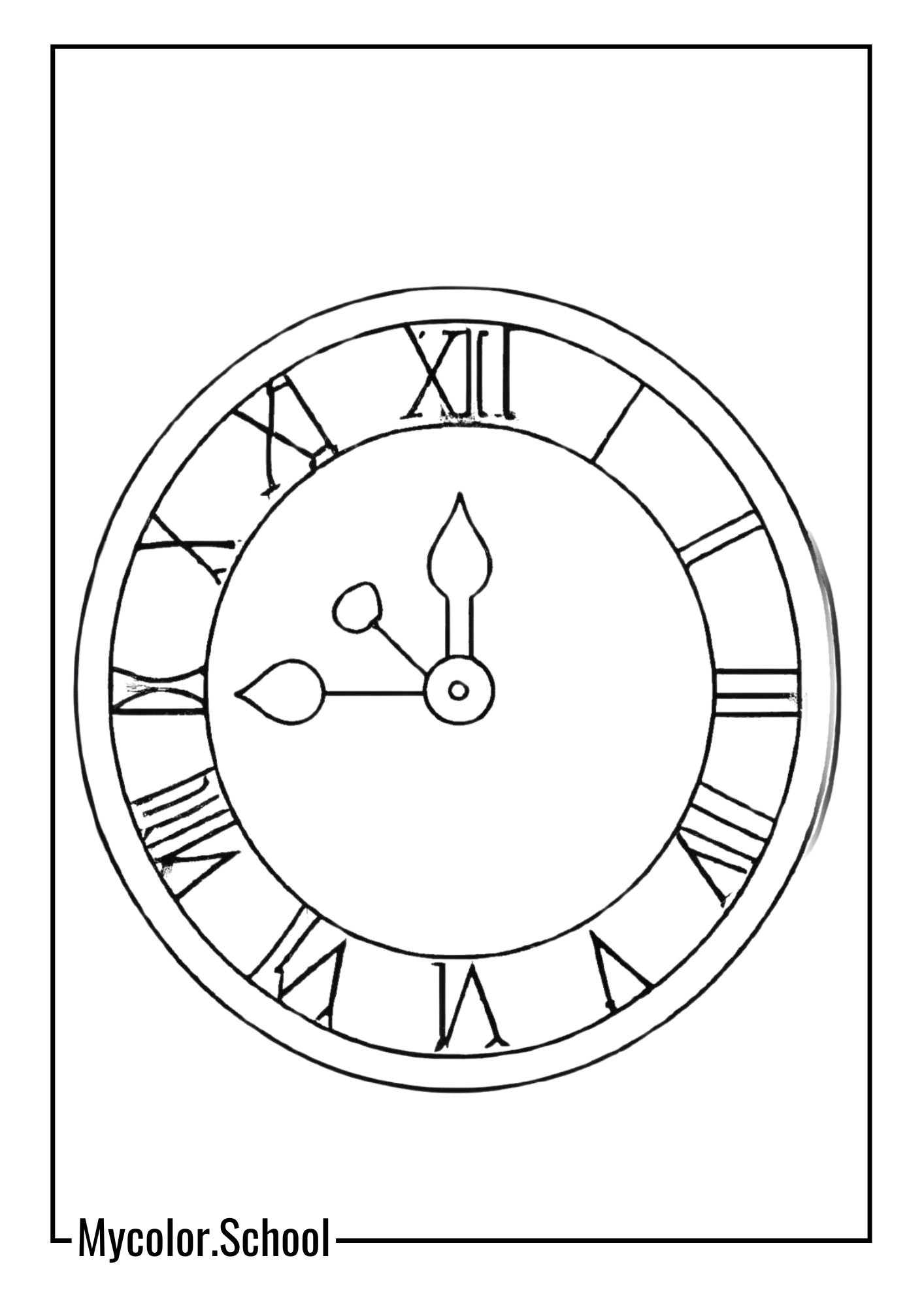 Clock Coloring Pages clock with Roman numerals