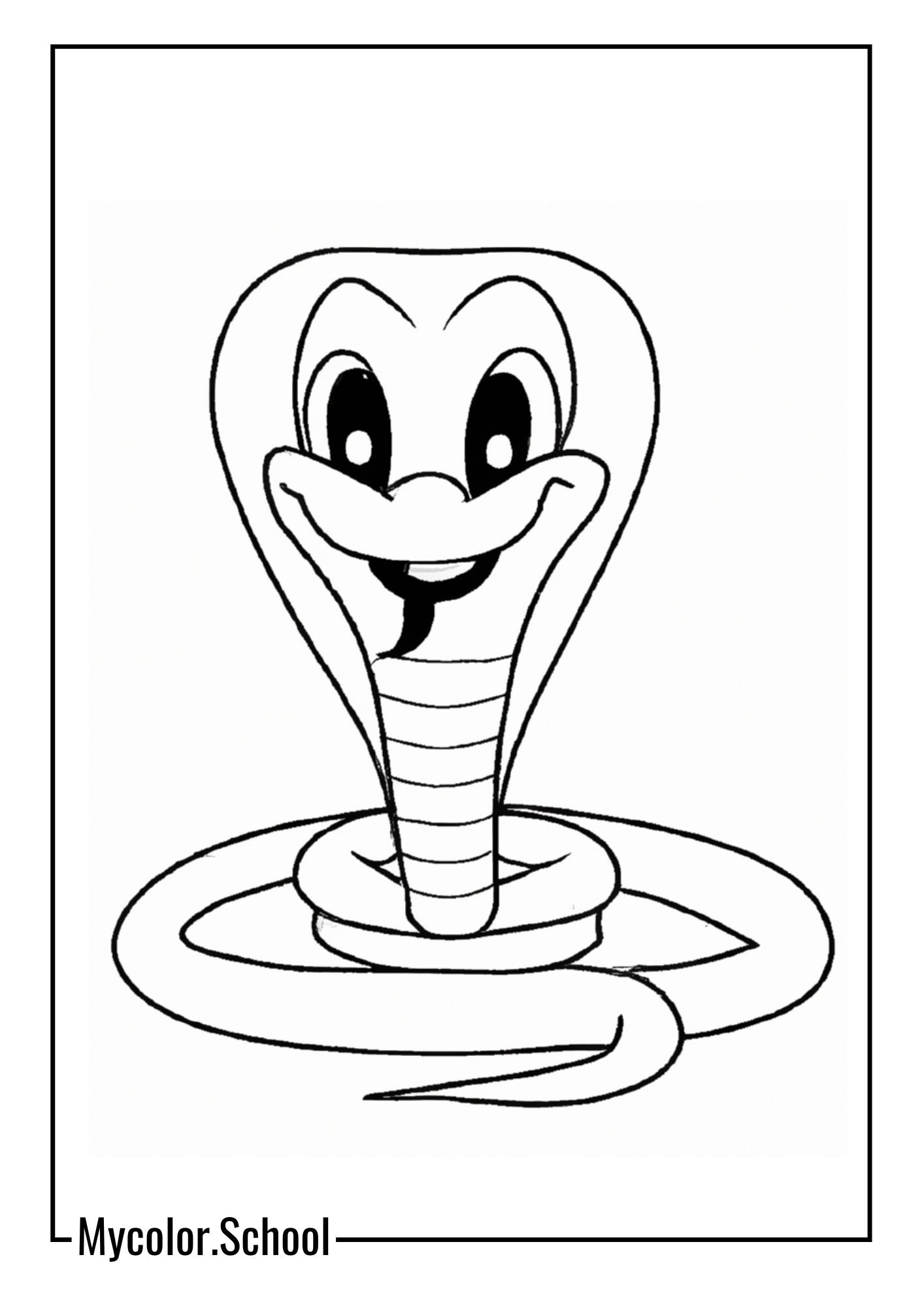 Cobra Coloring Pages cartoon cobra with a big smile on its face
