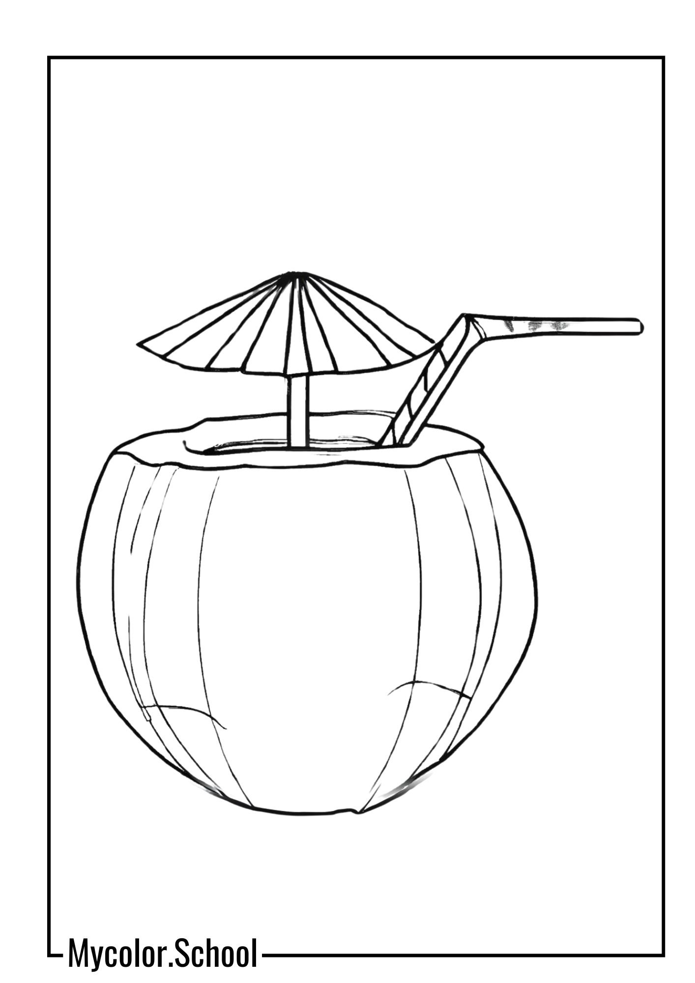 Coconut Coloring Pages coconut cocktail