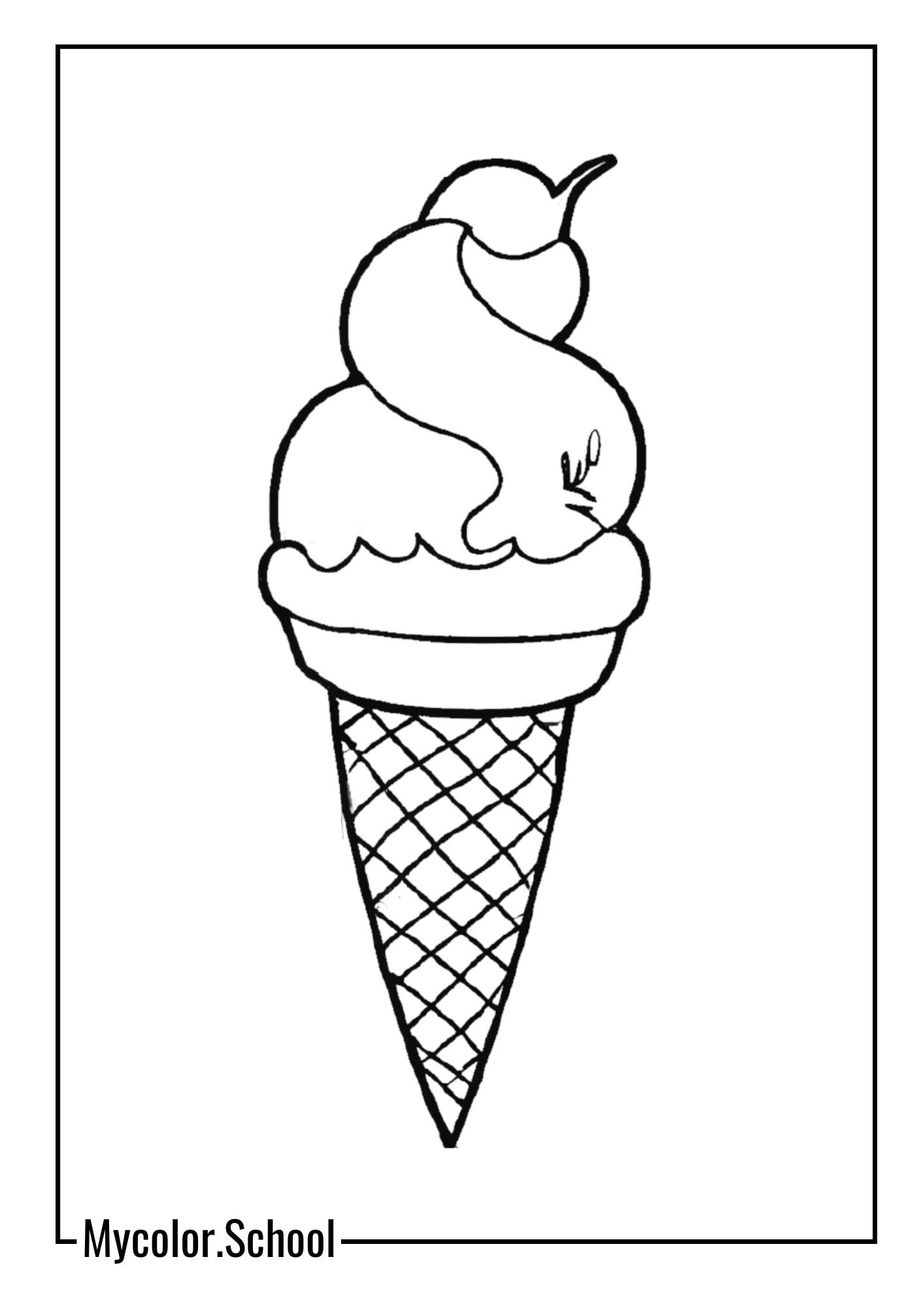 Dessert Coloring Pages classic ice cream cone