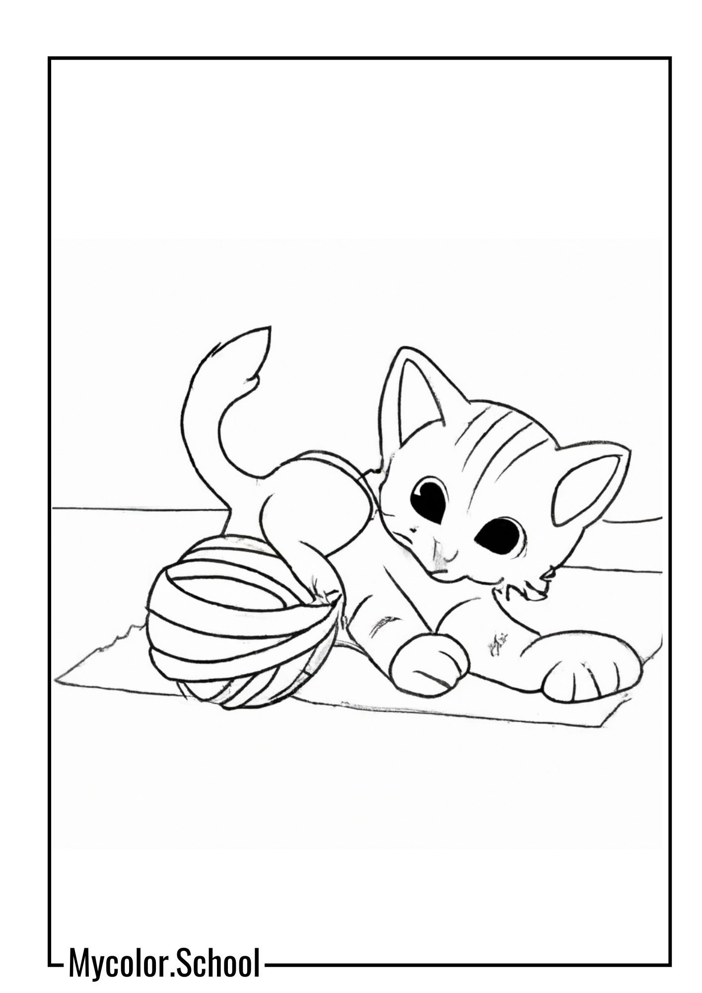 Girl Coloring Pages cute kitten