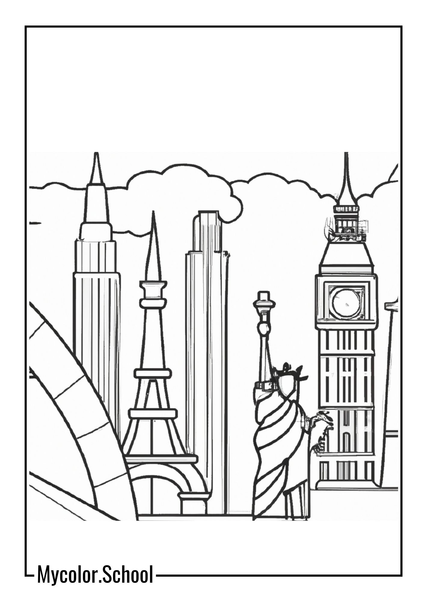 Globe Coloring Pages famous landmarks