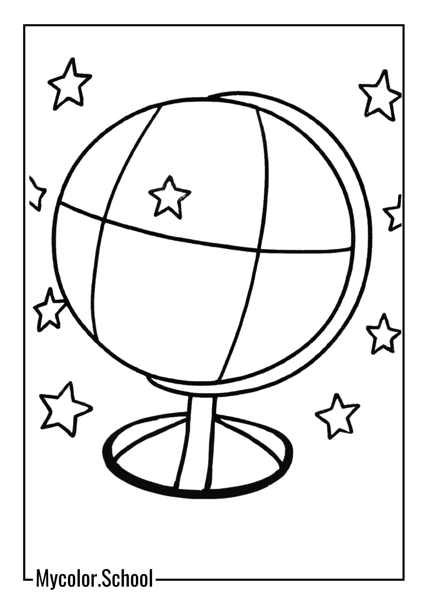 Globe Coloring Pages globe surrounded by stars