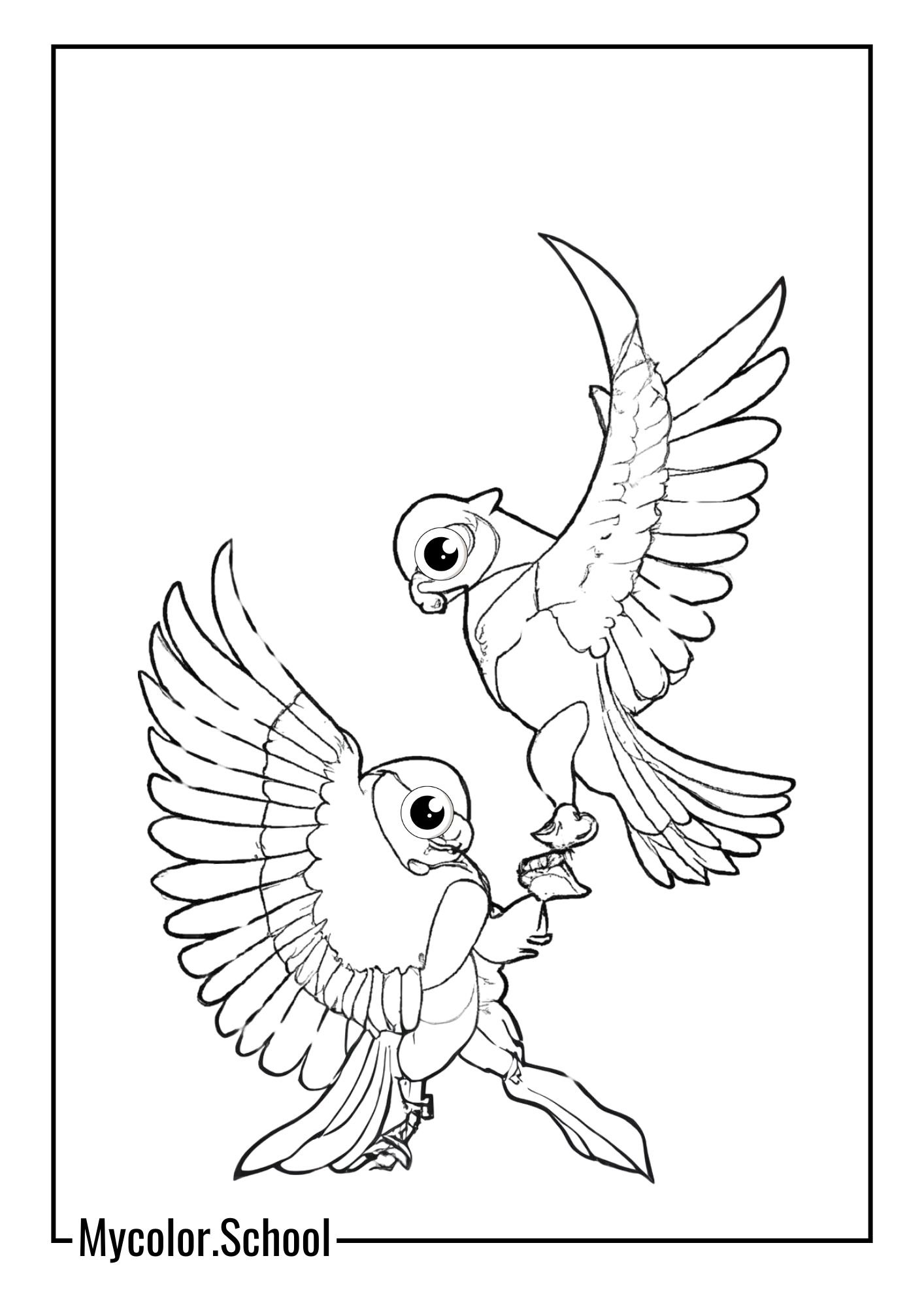 Hawk Coloring Pages hawks engaged in a graceful aerial dance