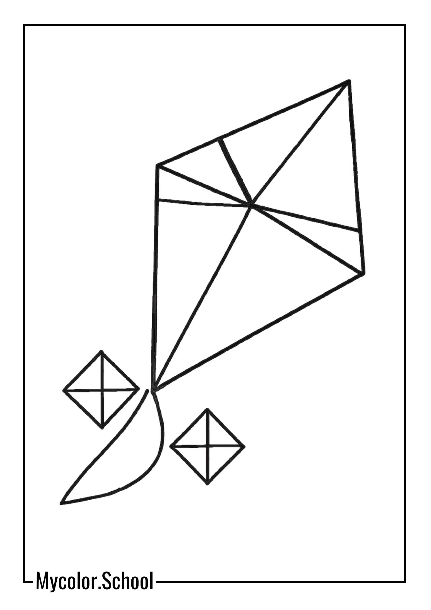 Kite Coloring Pages classic diamond-shaped kite