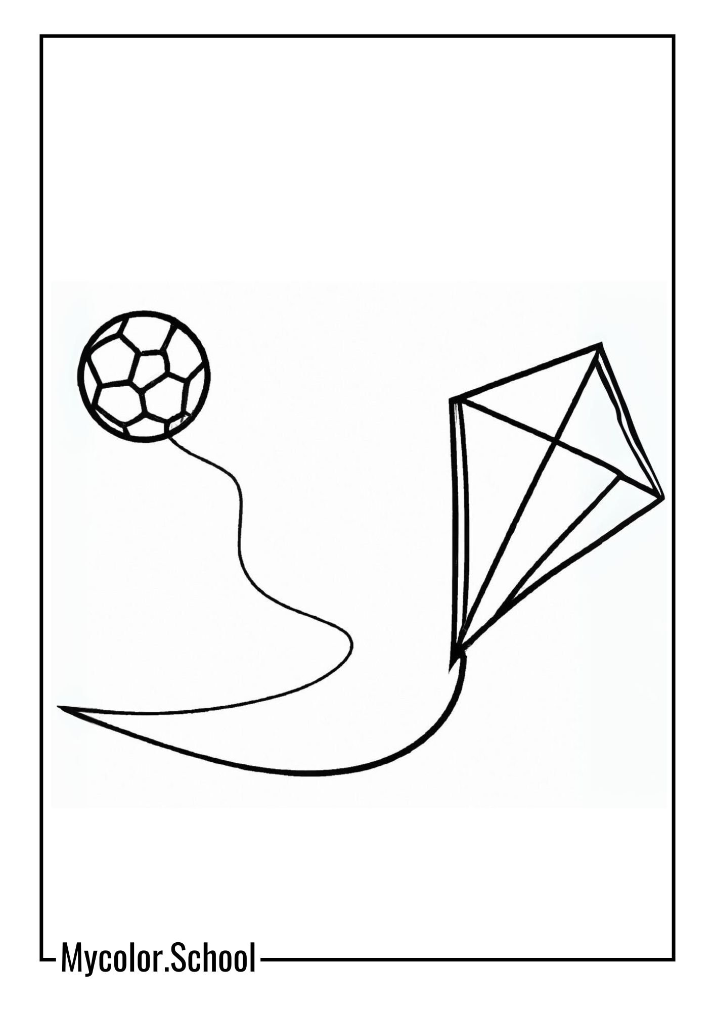 Kite Coloring Pages kite design features a soccer ball soaring through the air