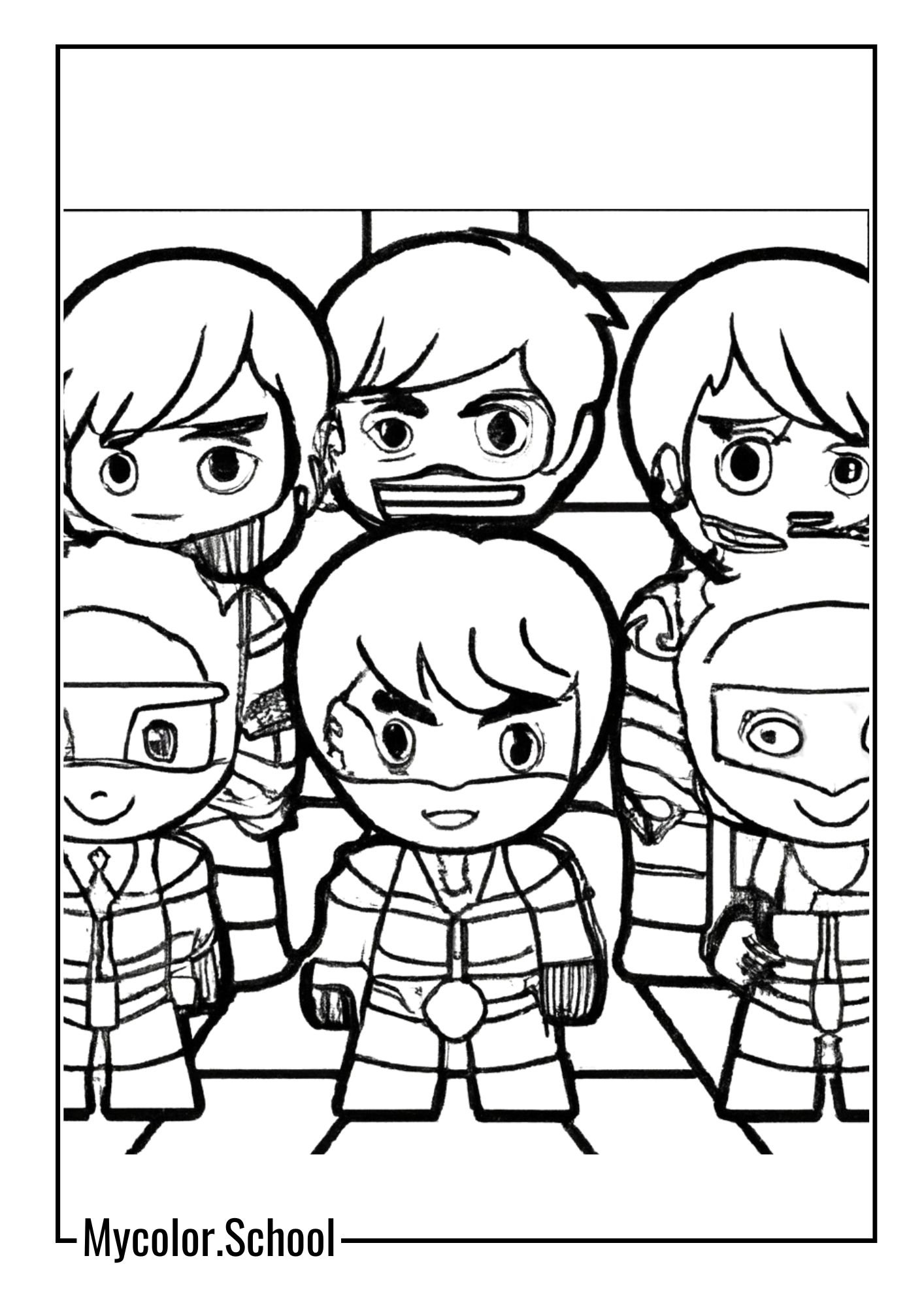 Ninjago Coloring Pages iconic Ninjago team
