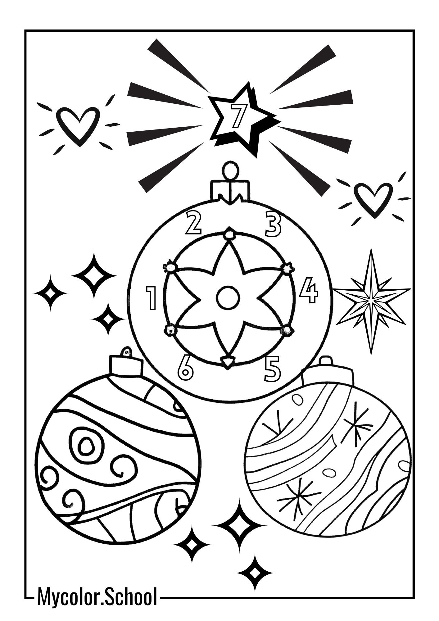 Number Coloring Pages simple Christmas design