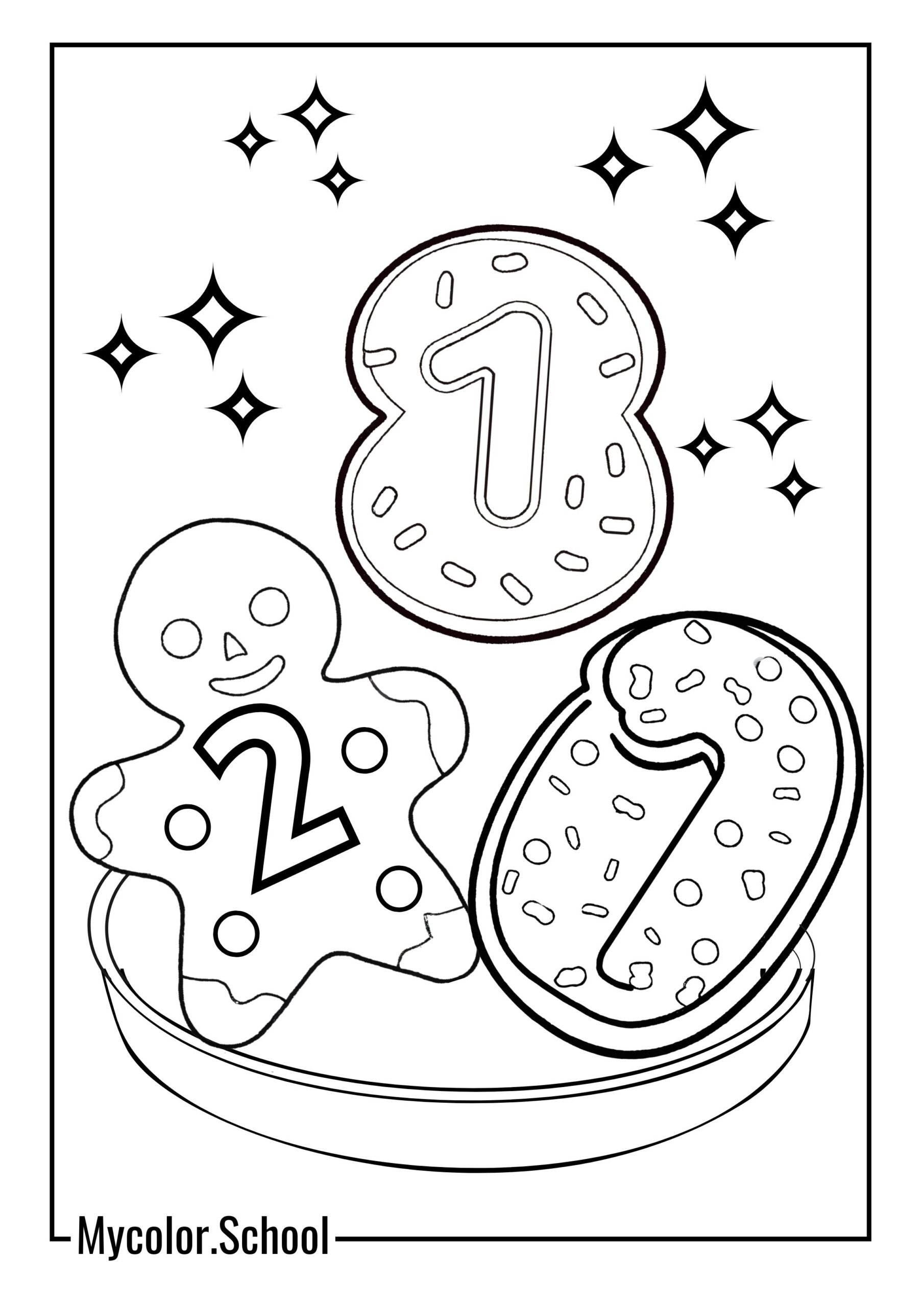 Number Coloring Pages Christmas cookie number