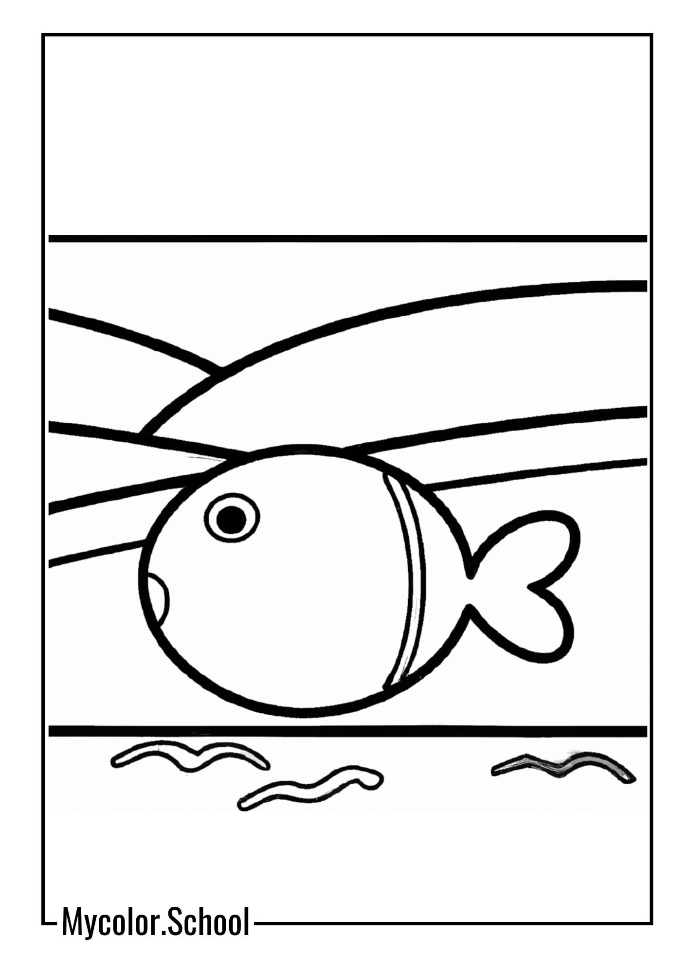 Ocean Coloring Pages cute little fish swimming in the ocean
