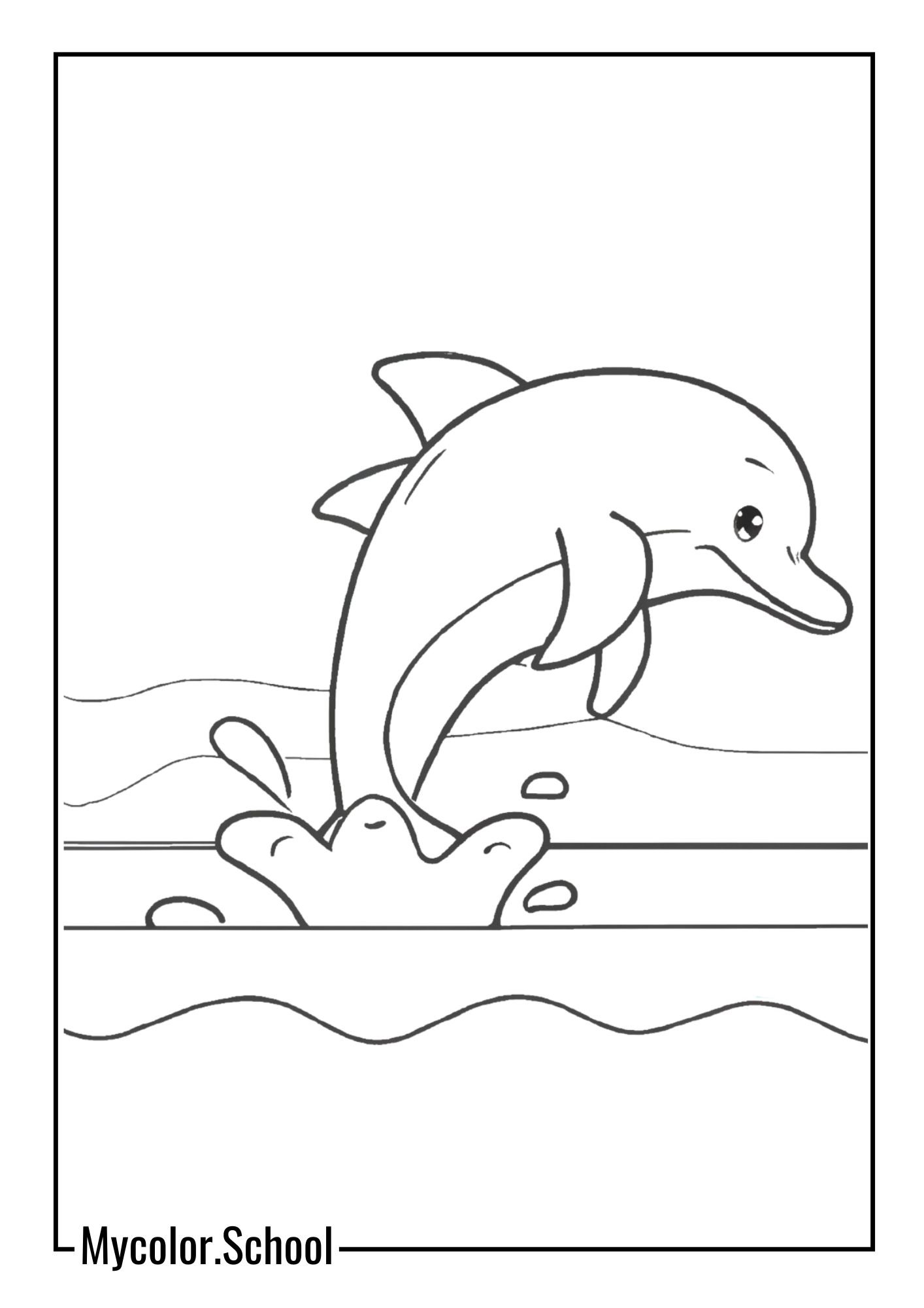 Ocean Coloring Pages friendly dolphin jumping out of the water