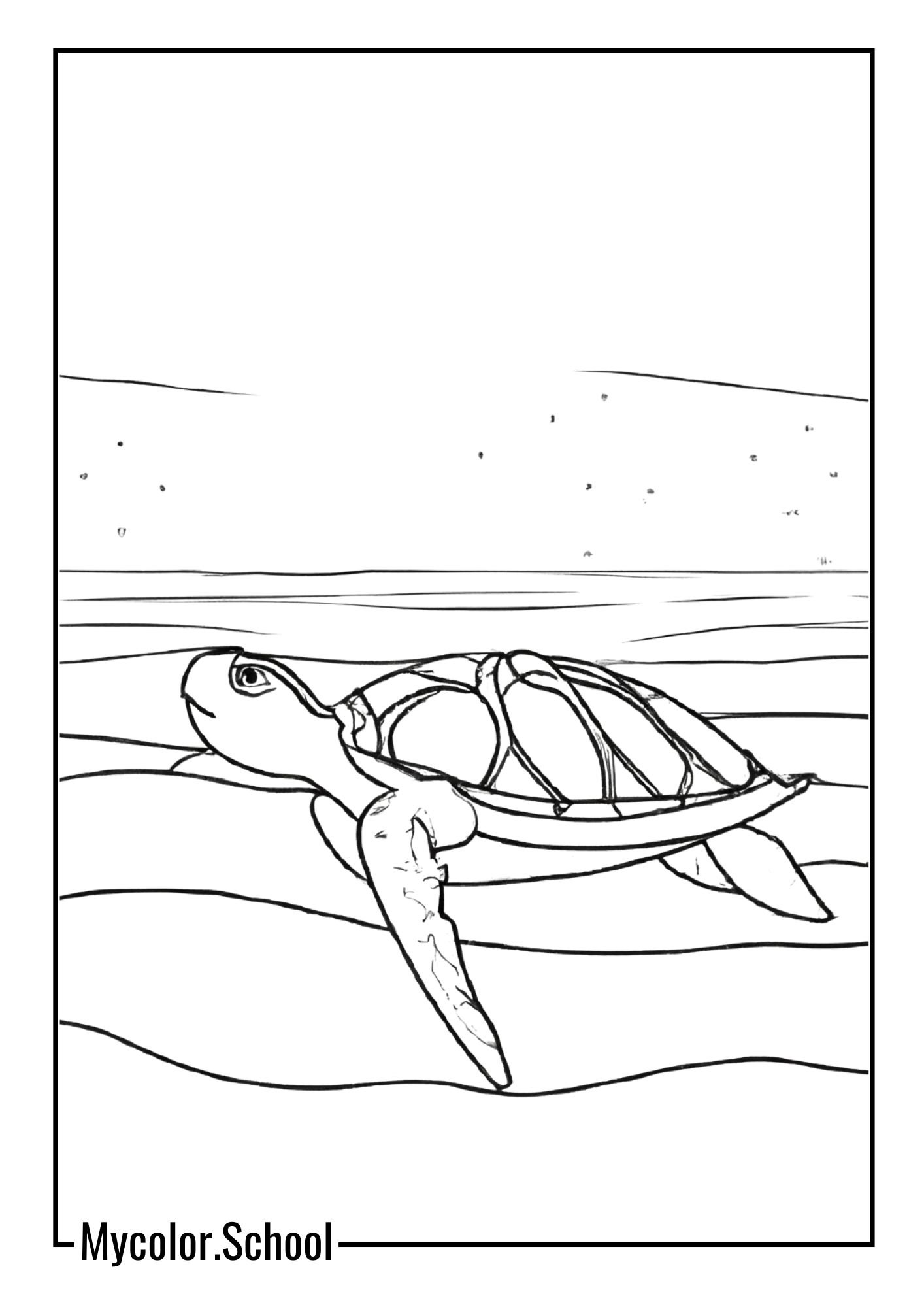 Ocean Coloring Pages majestic sea turtle gliding through the ocean