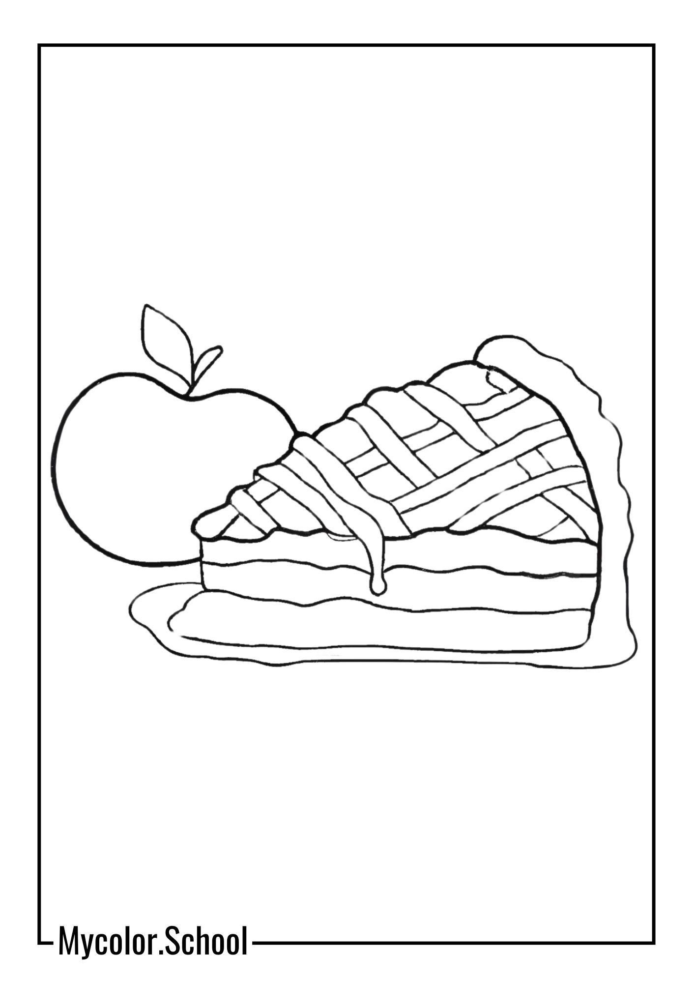 Pie Coloring Pages slice of apple pie with a drizzle of chocolate sauce