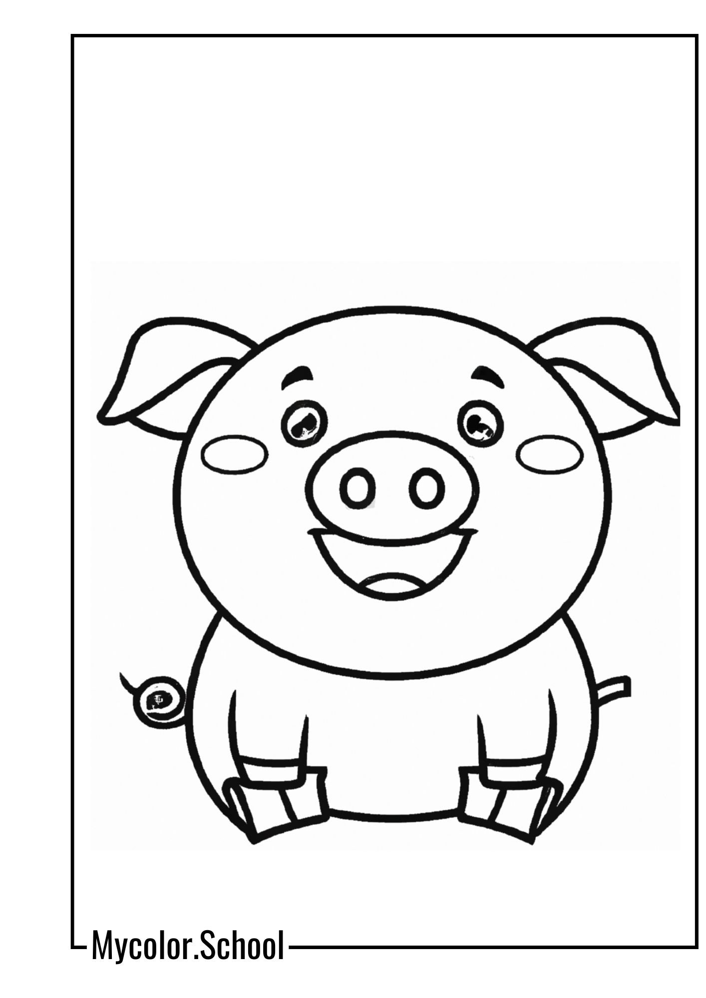 Piggy Coloring Pages happy piggy with a big smile on its face