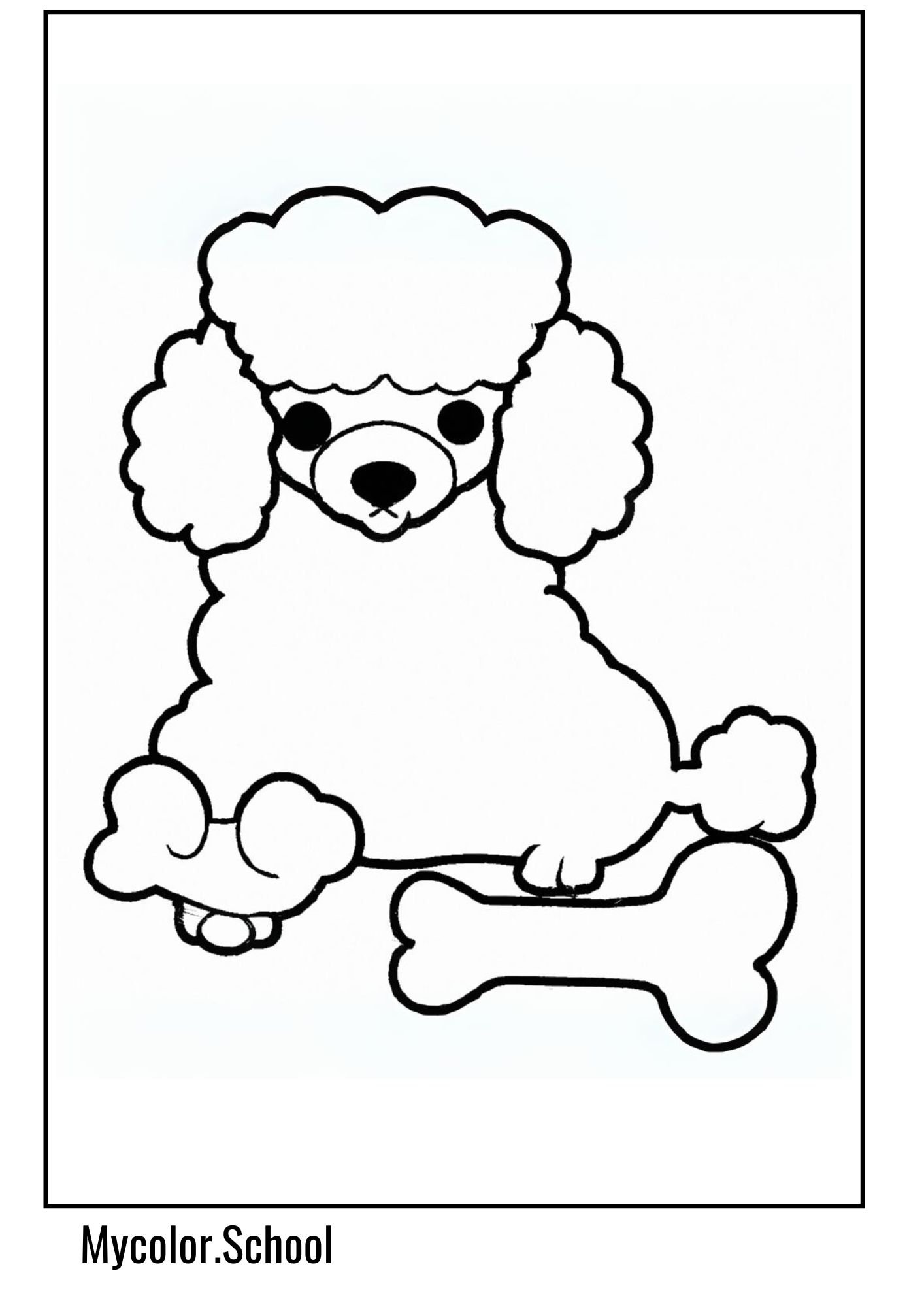 Poodle Coloring Pages poodle with a bone