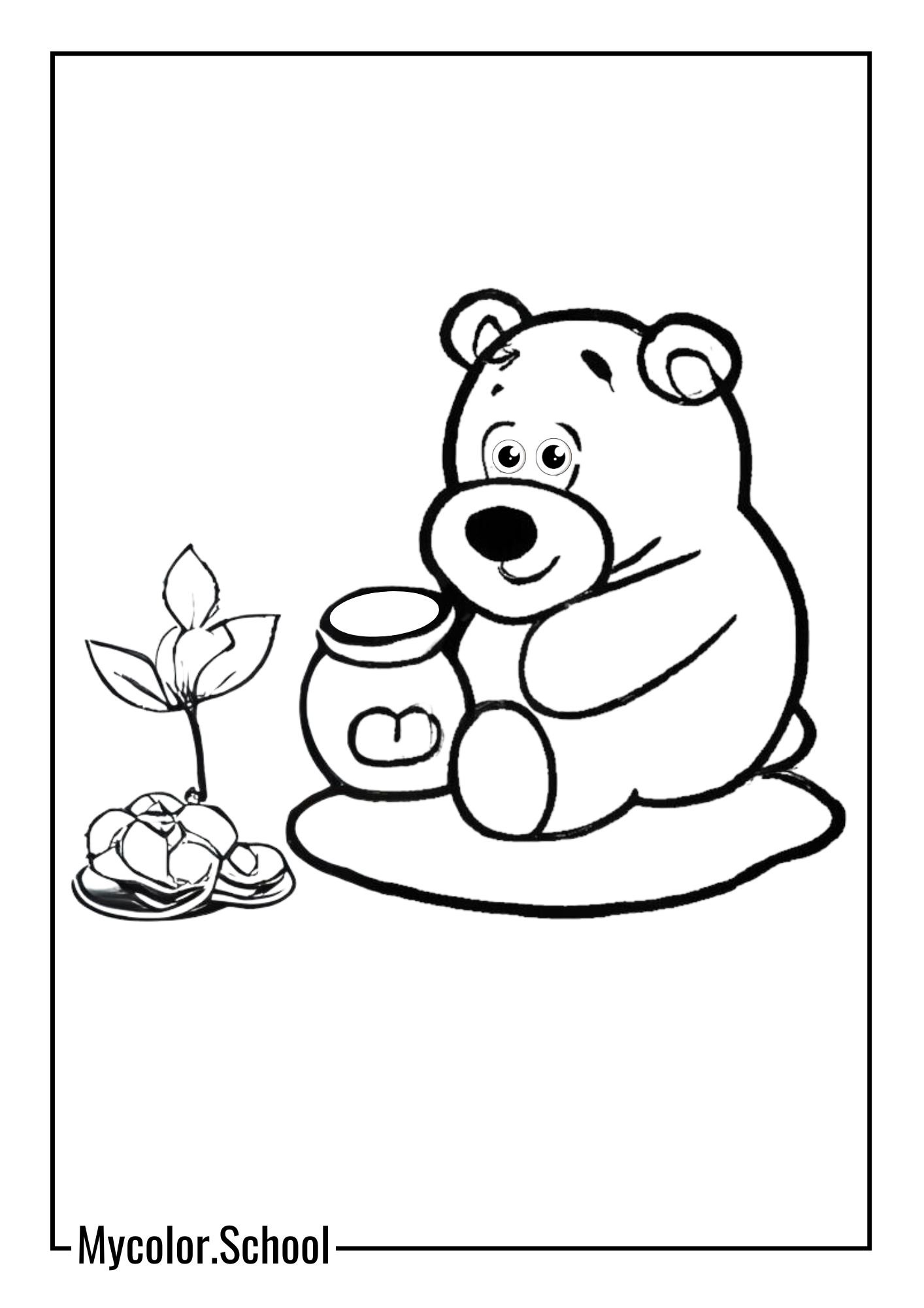 Pooh Bear Coloring Pages Pooh Bear with Honey