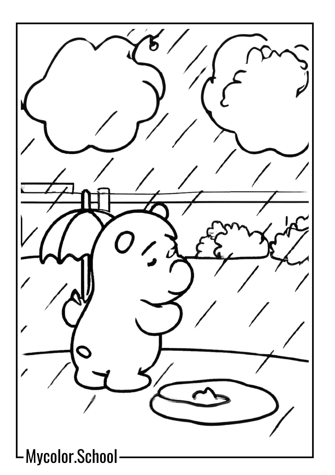 Pooh Bear Coloring Pages Pooh Bear and a Rainy Day