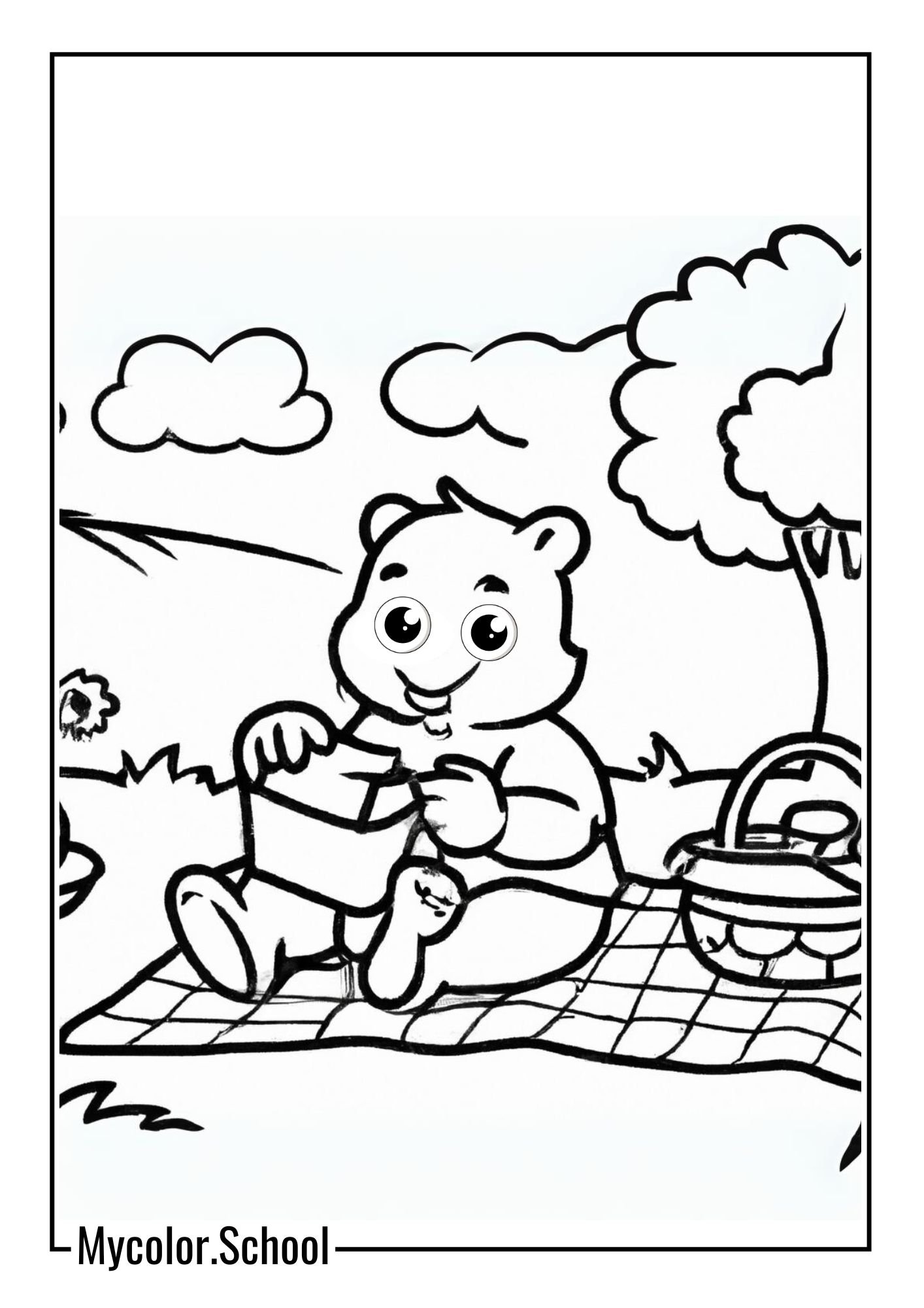 Pooh Bear Coloring Pages Pooh Bear and a Picnic