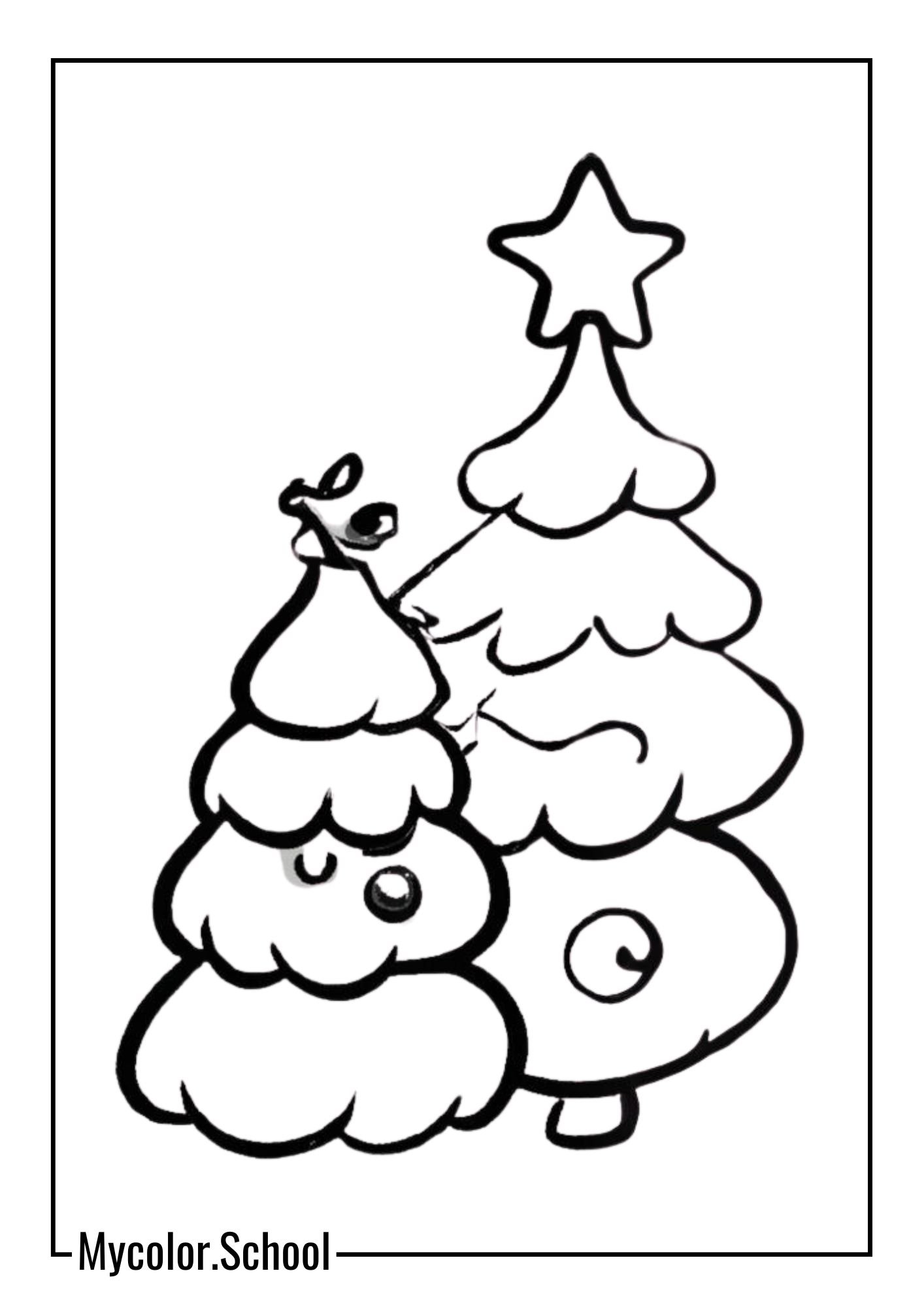 Pooh Bear Coloring Pages Pooh Bear and a Christmas Tree