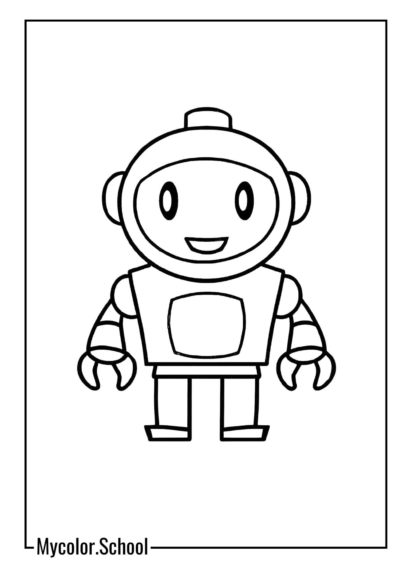 Robot Coloring Pages cute little robot with a big smile on its face