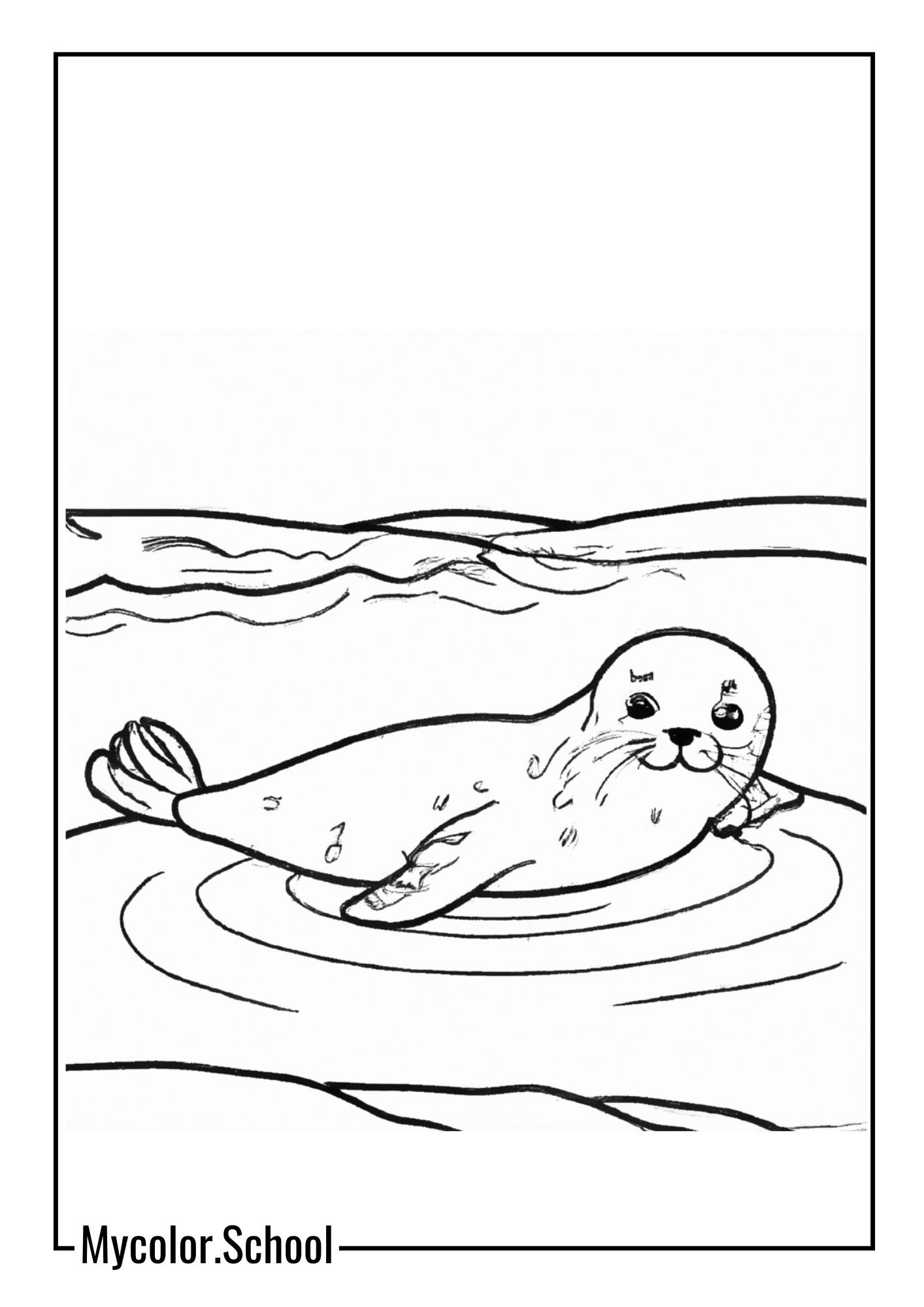 Seal Coloring Pages seal swimming in the ocean