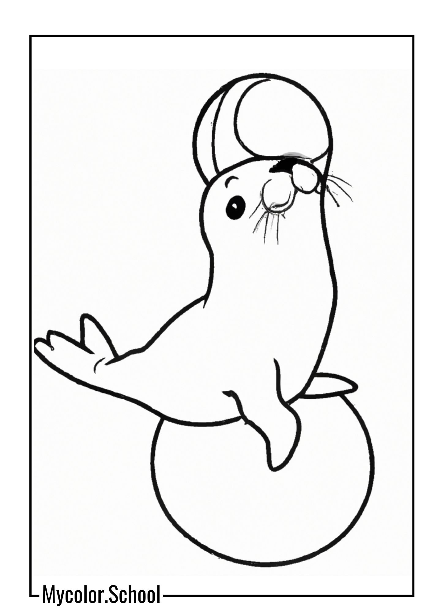 Seal Coloring Pages seal balancing a ball on its nose