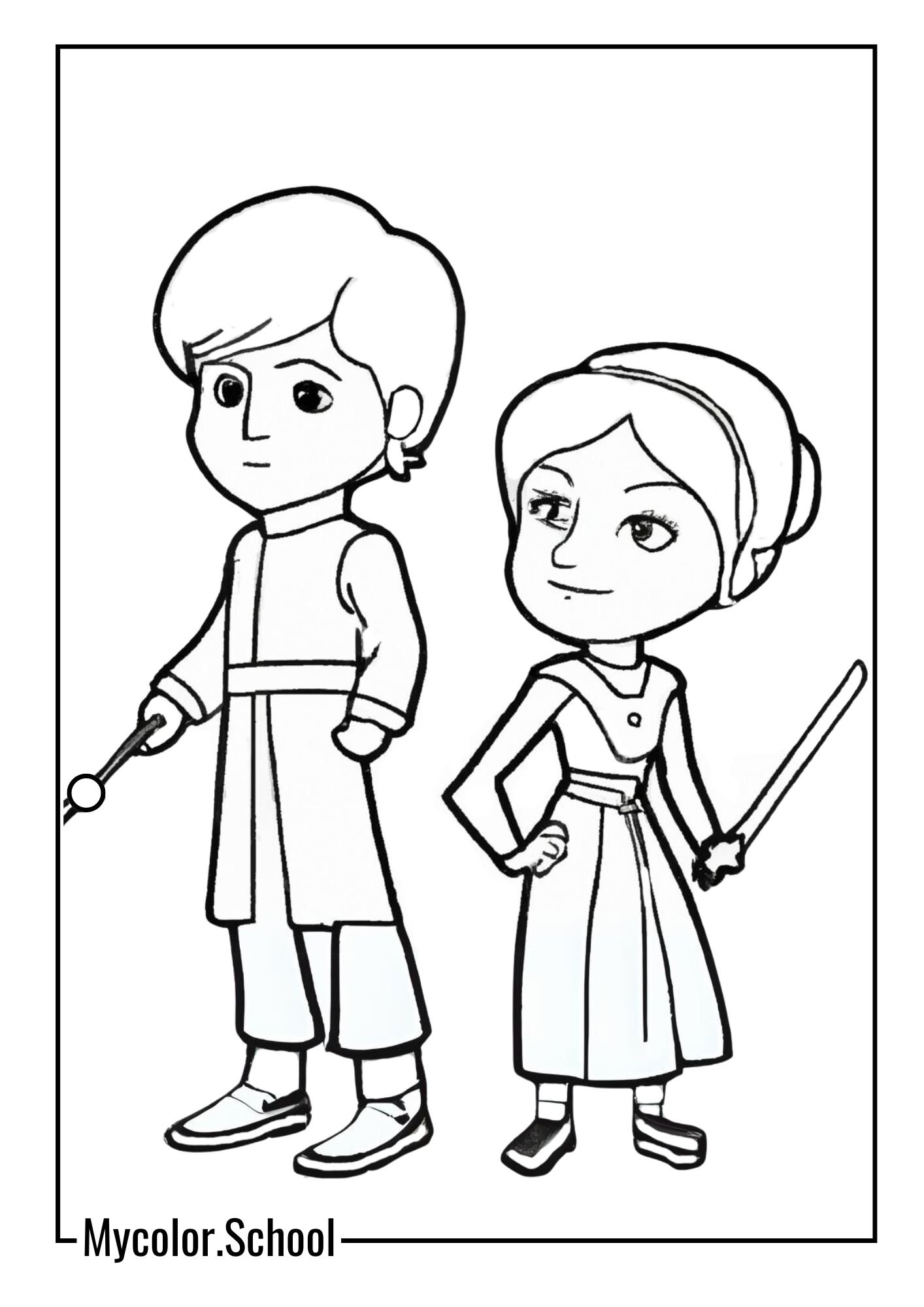 Star Wars Coloring Pages iconic characters Luke Skywalker and Princess Leia
