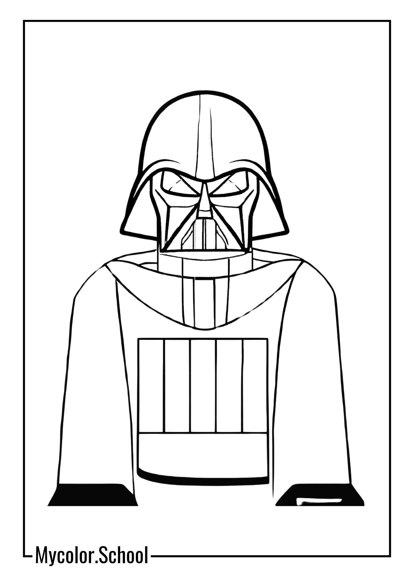 Star Wars Coloring Pages menacing Darth Vader, the ultimate villain in the Star Wars saga