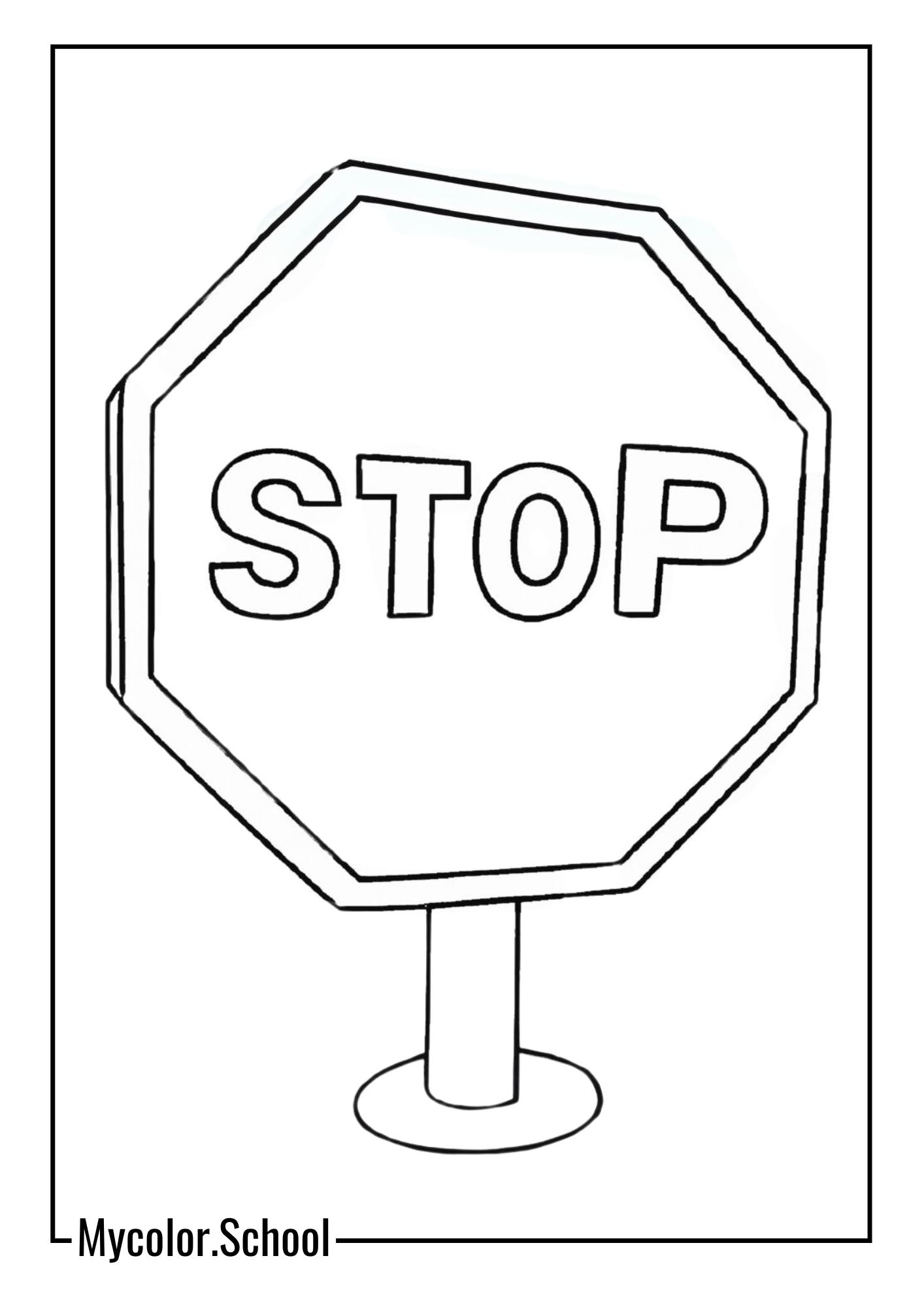 Stop Sign Coloring Pages Pastel Delight