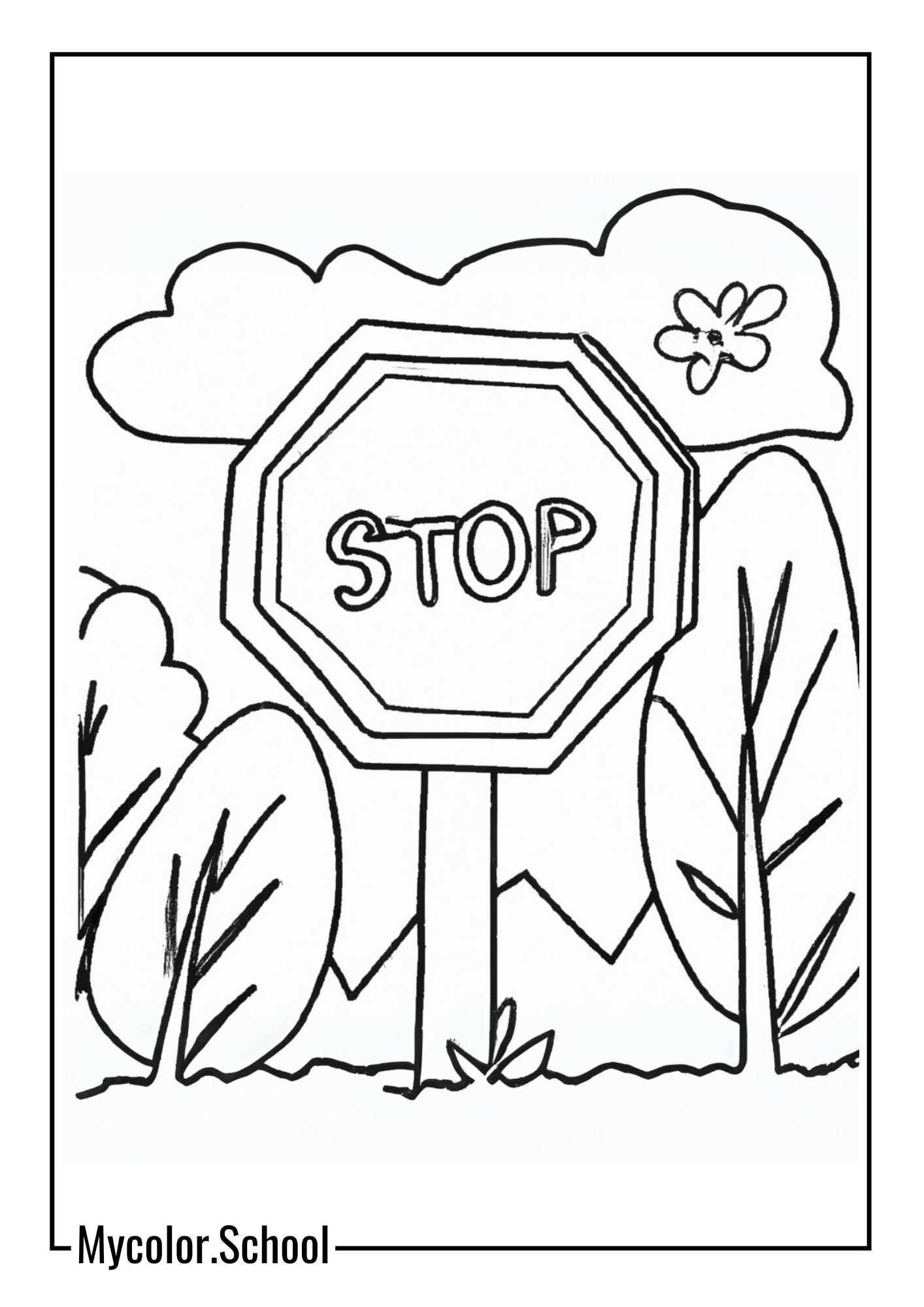 Stop Sign Coloring Pages Nature-inspired