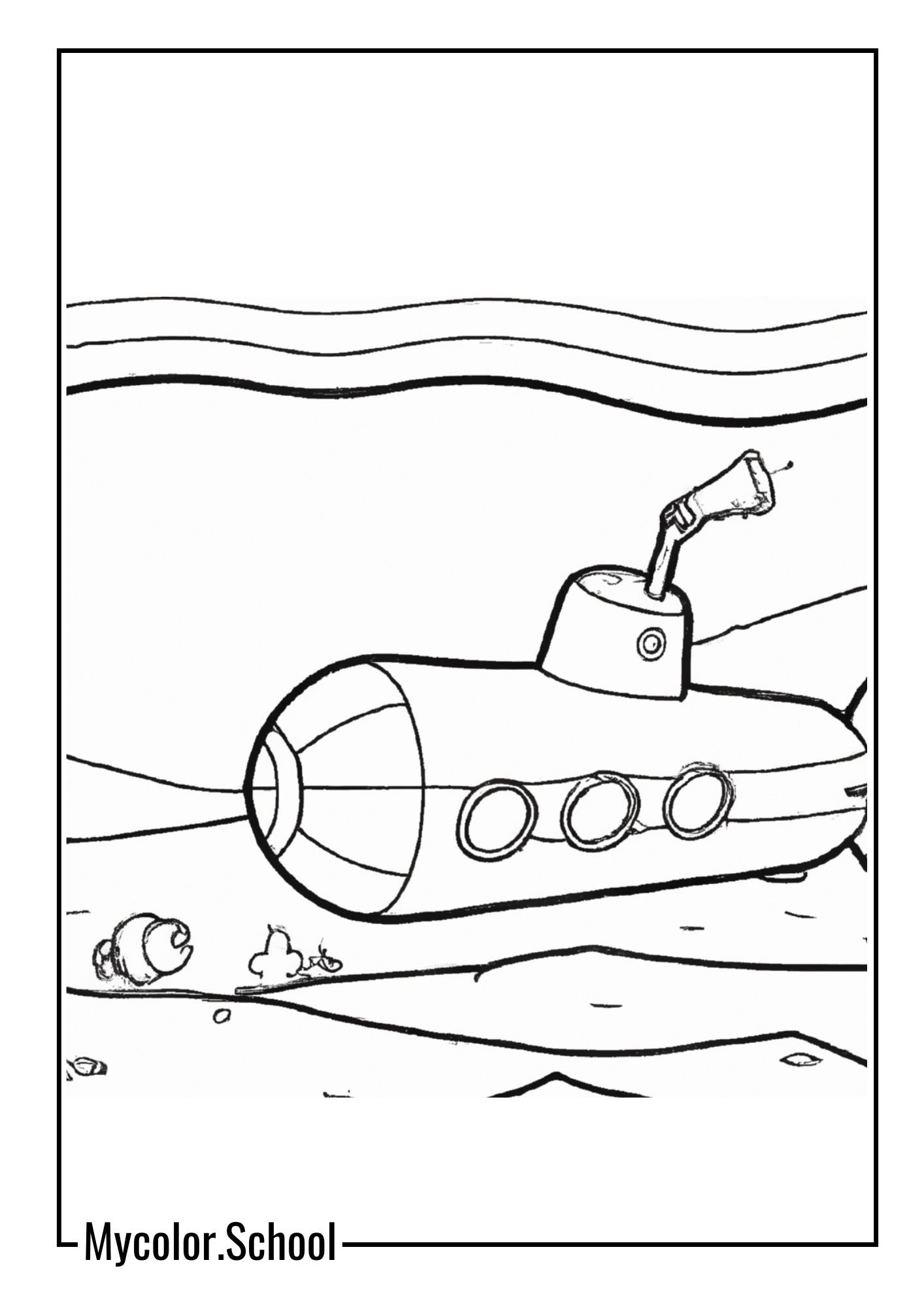 Submarine Coloring Pages submarine exploring a shipwreck