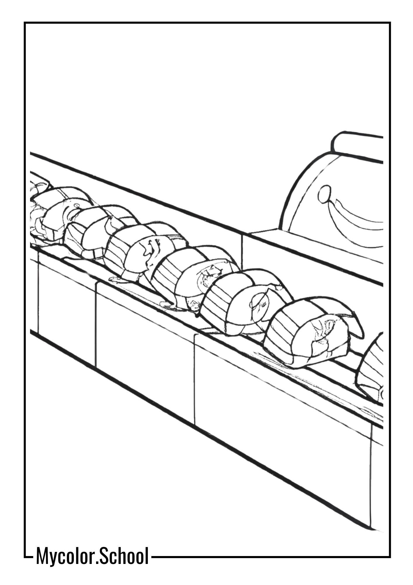 Sushi Coloring Pages sushi conveyor belt