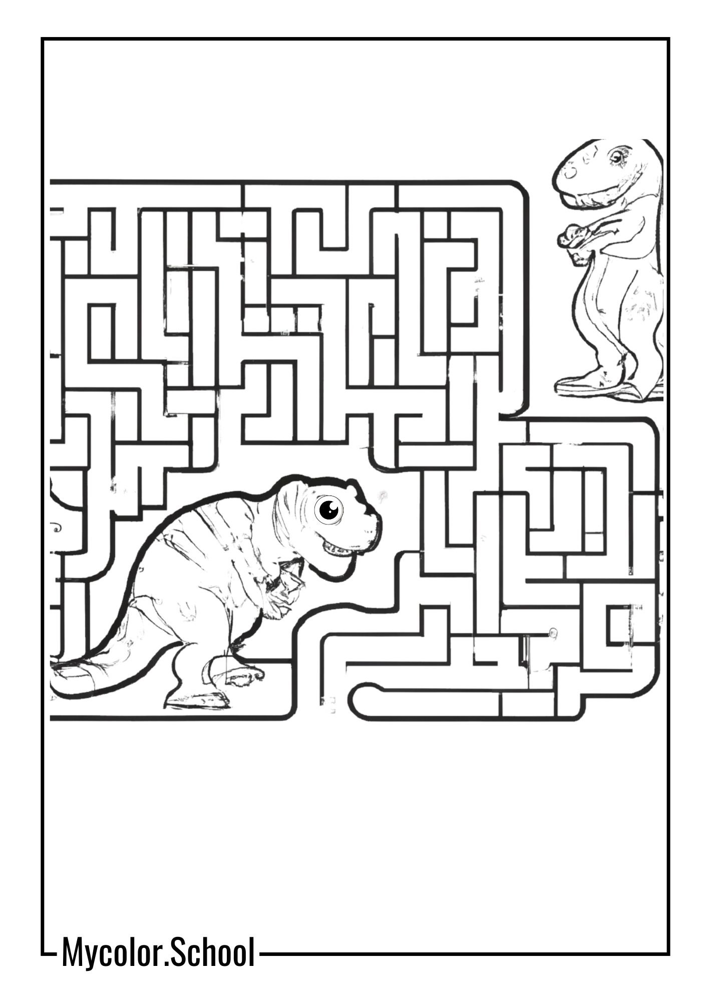 T Rex Coloring Pages maze
