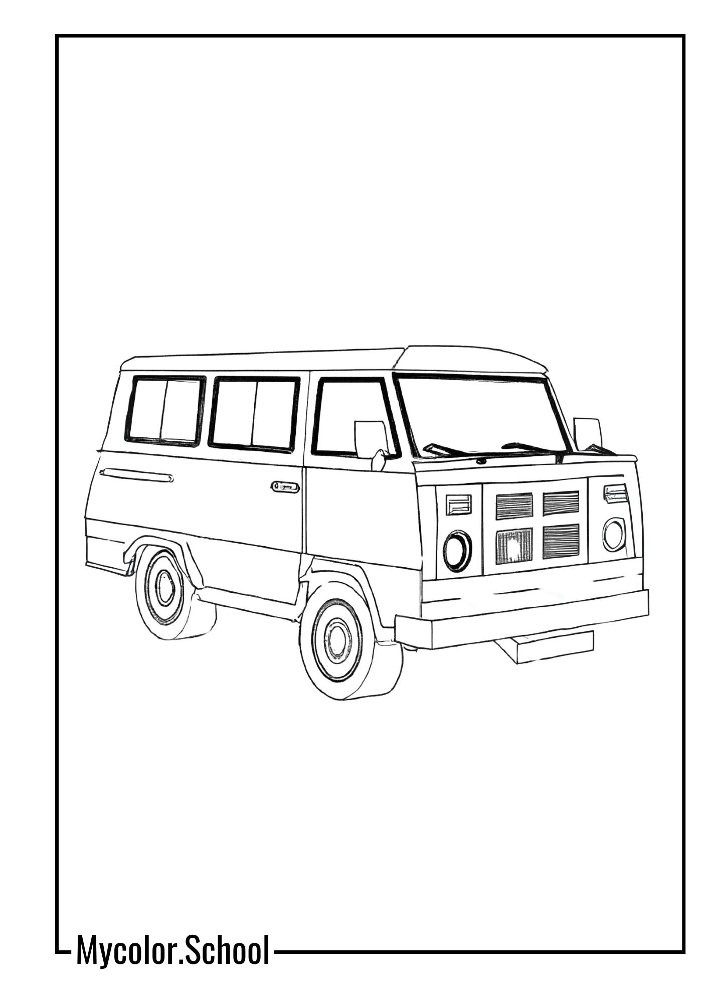 Van Coloring Pages Classic Van