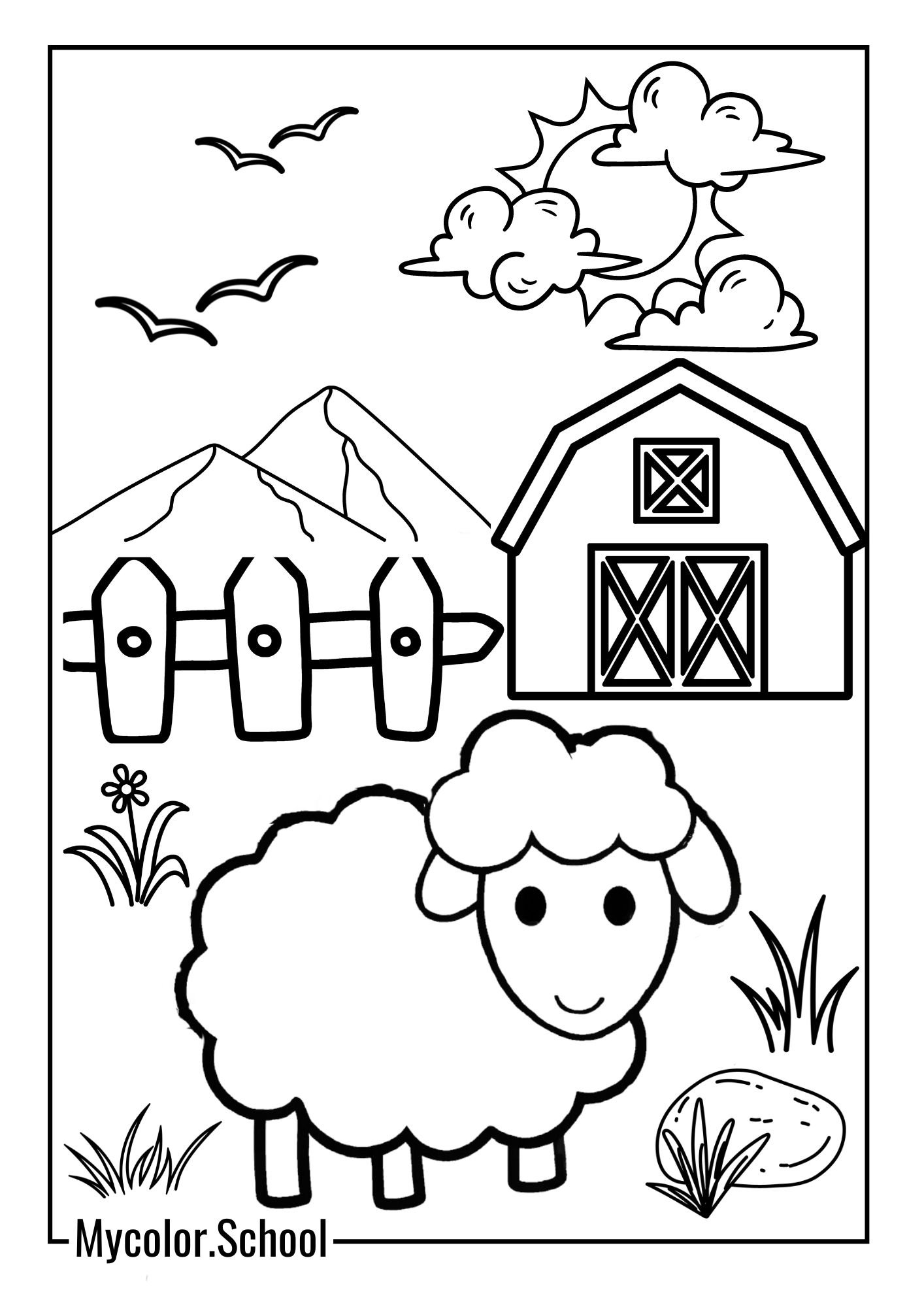 farm Coloring Pages happy sheep