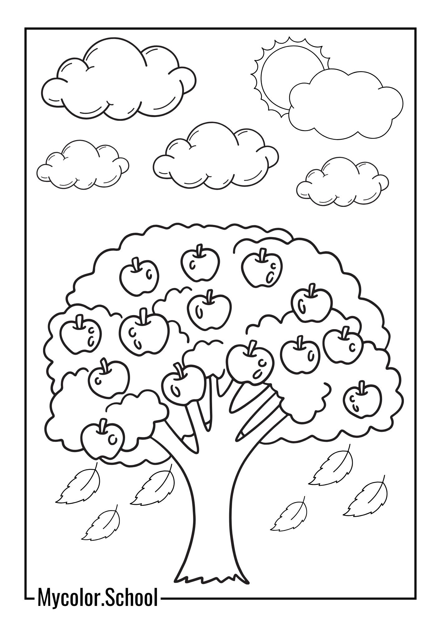 Autumn Coloring Pages stunning tree full of fruit
