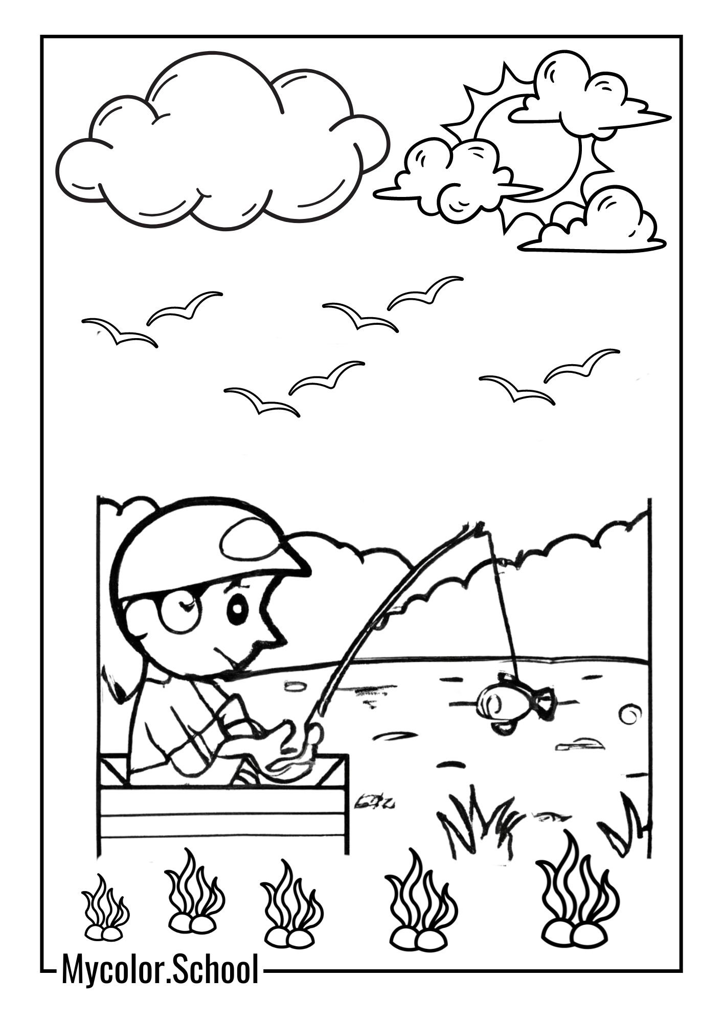 Camping Coloring Pages Fisher Boy